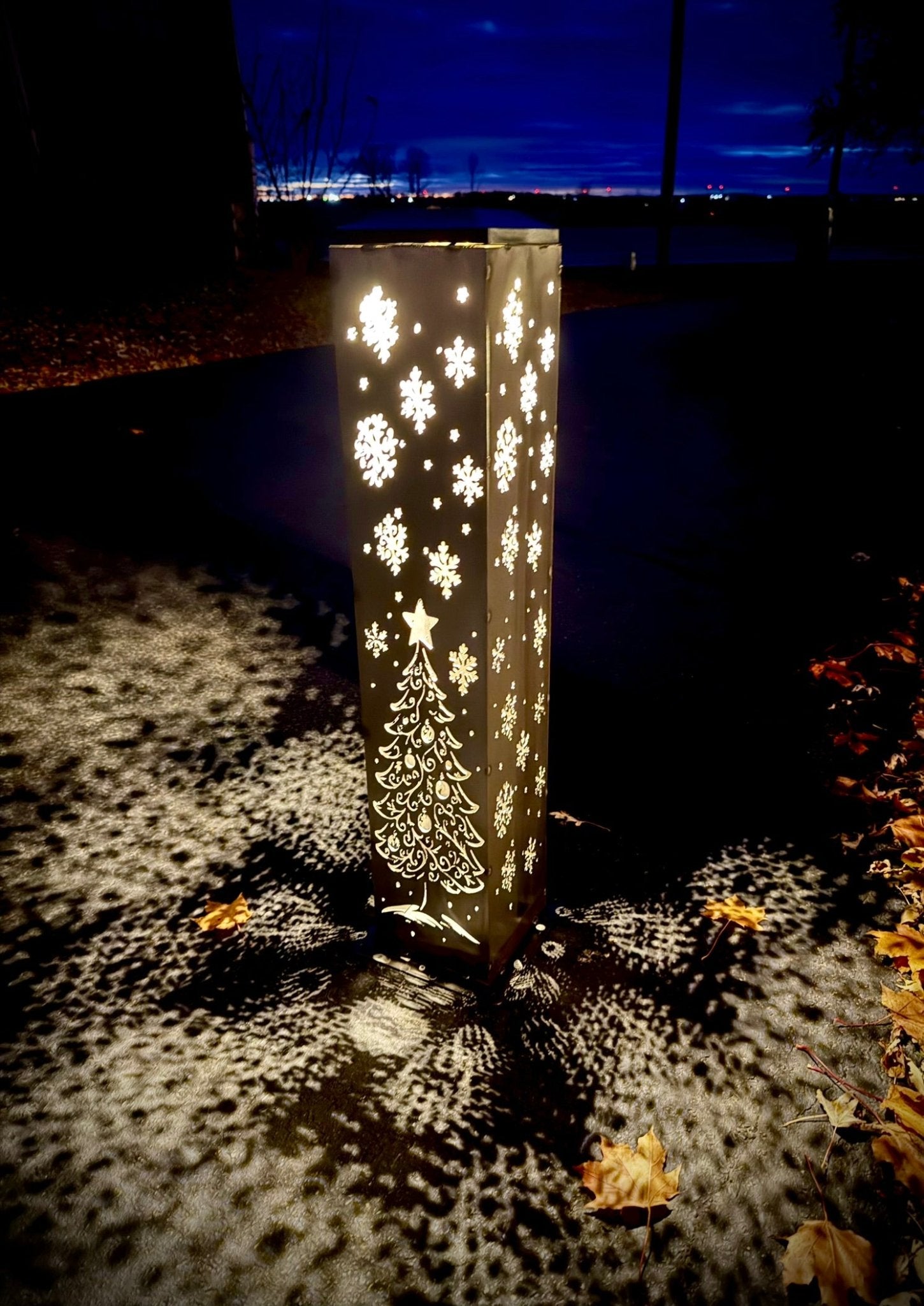Enchanted Evergreen Solar Pillar - Steel Christmas Tree Solar Light - christmas - christmas decor - Northern Forge, LLC