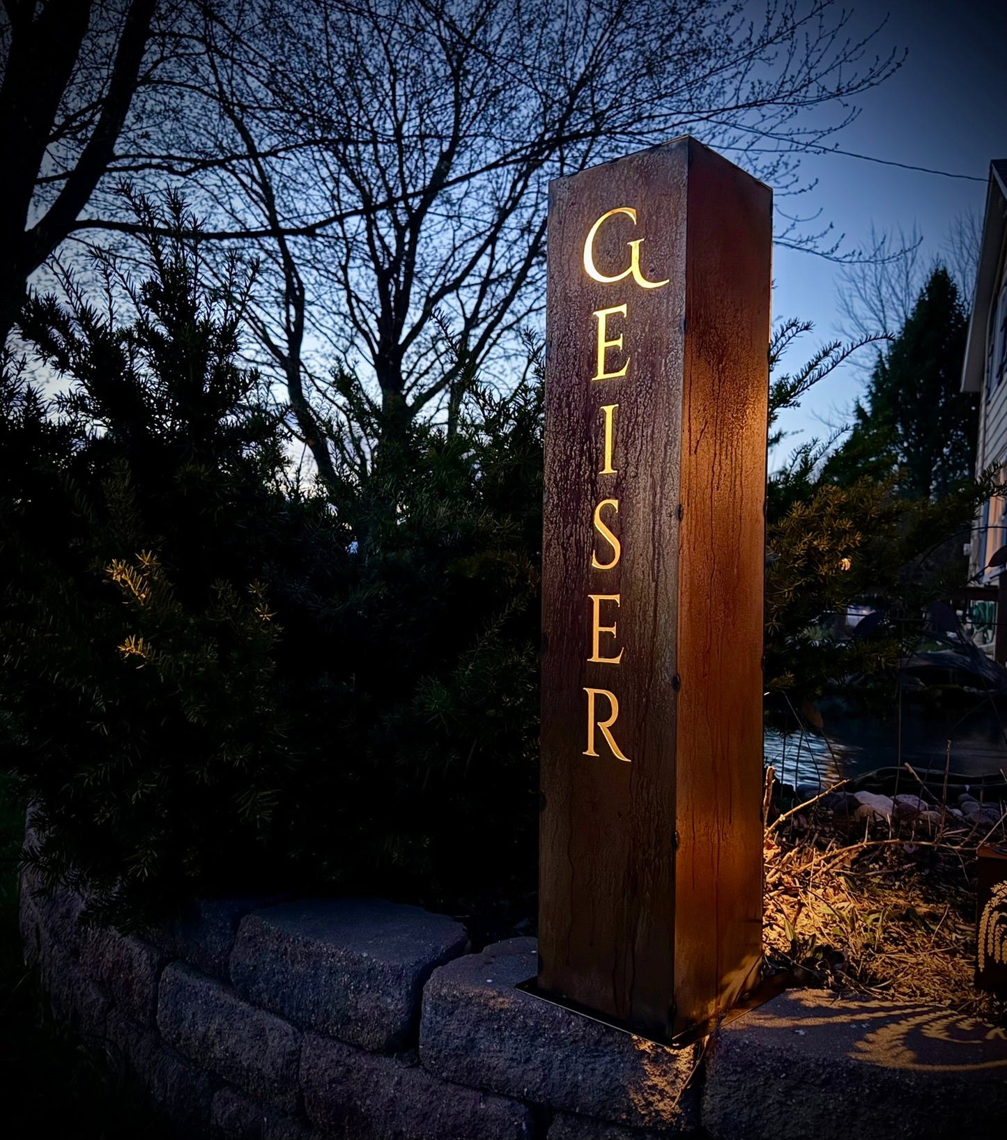 Eternal Light Solar Pillar - Steel Cross - cemetery solar light - christmas - Northern Forge, LLC