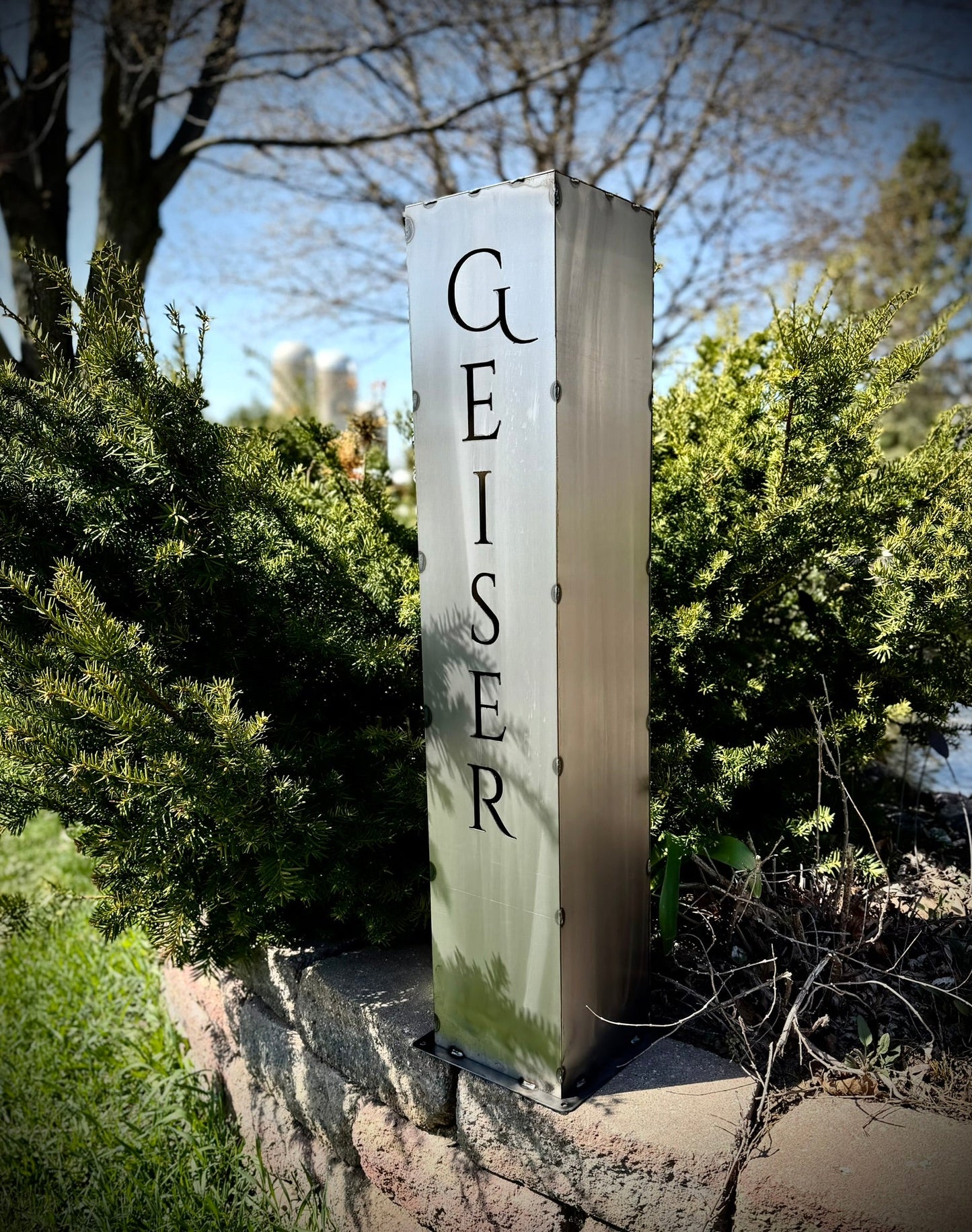 Eternal Light Solar Pillar - Steel Cross - cemetery solar light - christmas - Northern Forge, LLC