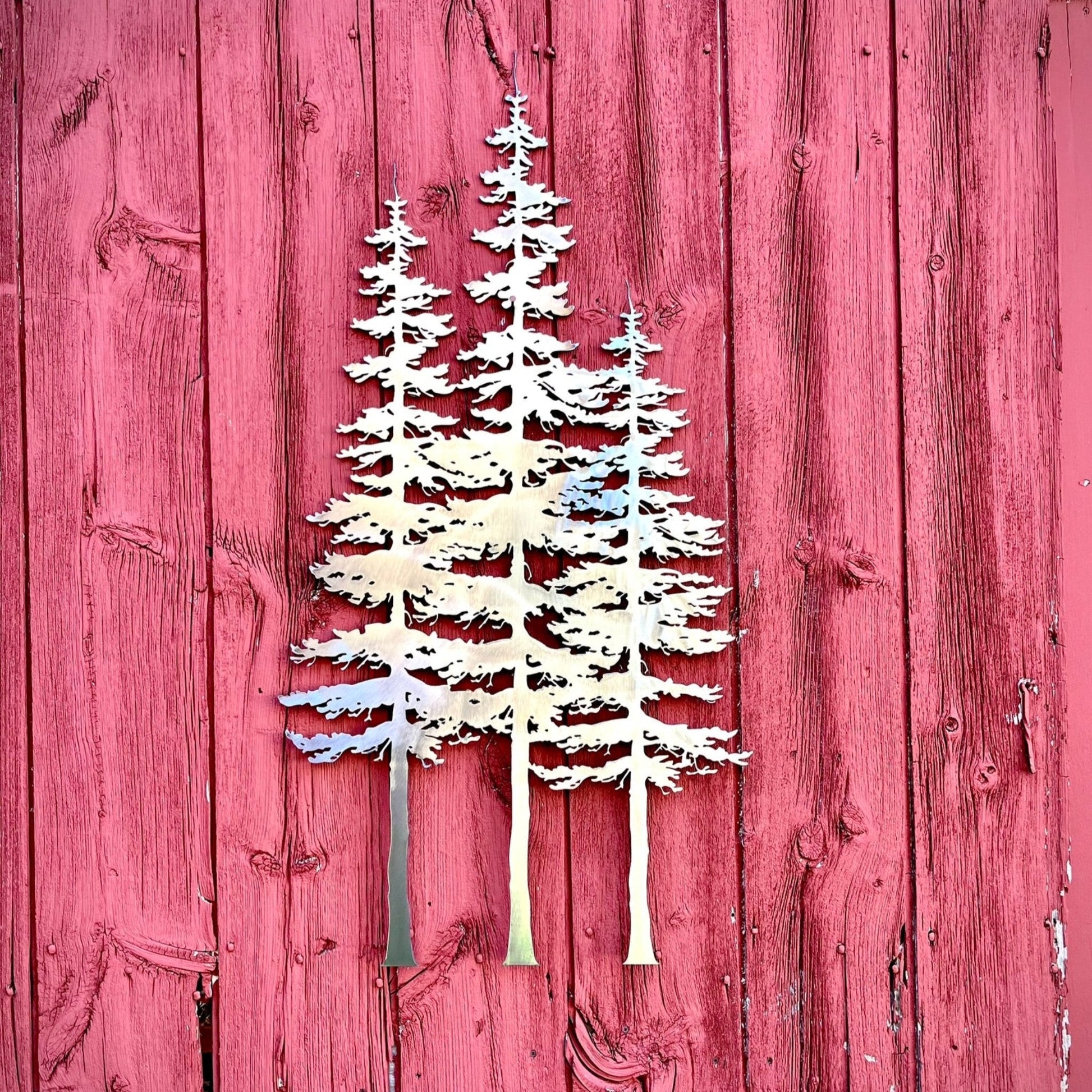 Fir Tree Trio Metal Wall Art - cabin decor - fir trees - Northern Forge, LLC