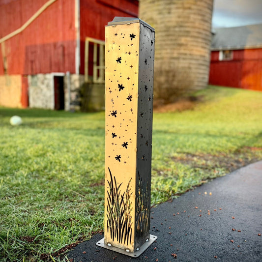 Firefly Meadow Steel Luminary Pillar | Multiple Sizes - corten pillar - corten steel light - Northern Forge, LLC