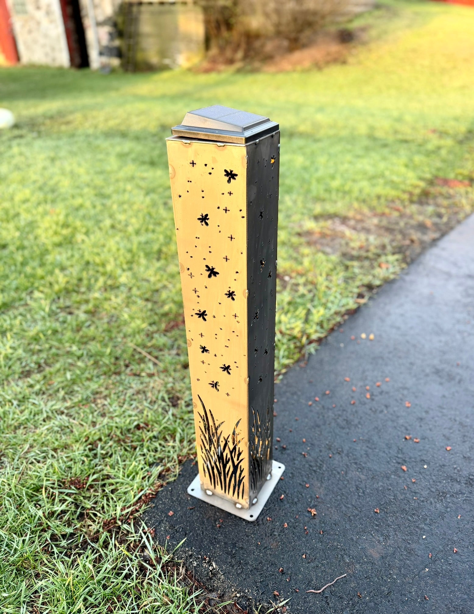 Firefly Meadow Steel Luminary Pillar | Multiple Sizes - corten pillar - corten steel light - Northern Forge, LLC
