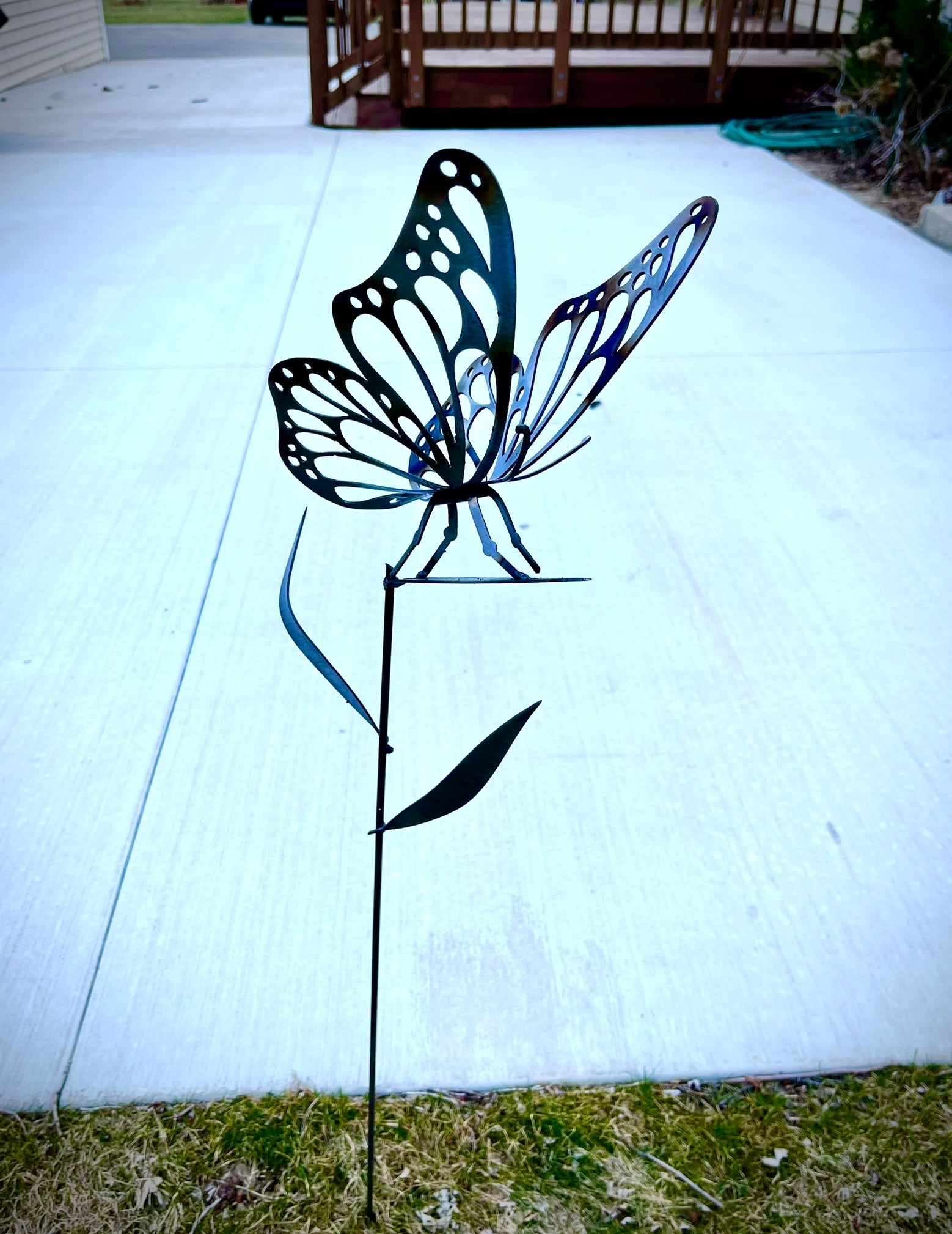 Flame Painted Steel Butterfly Yard Stake - butterfly garden art - butterfly yard art - Northern Forge, LLC