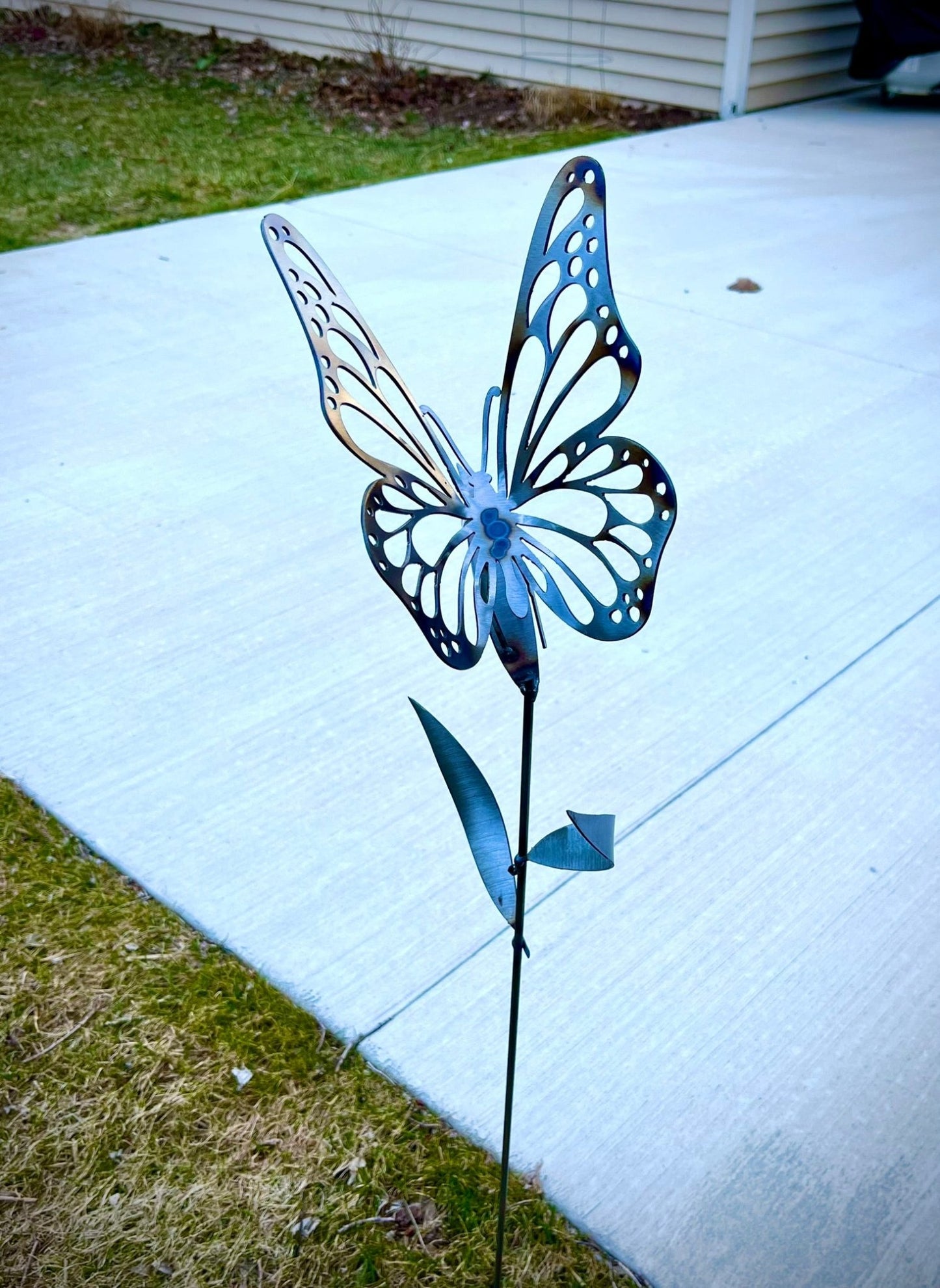 Flame Painted Steel Butterfly Yard Stake - butterfly garden art - butterfly yard art - Northern Forge, LLC