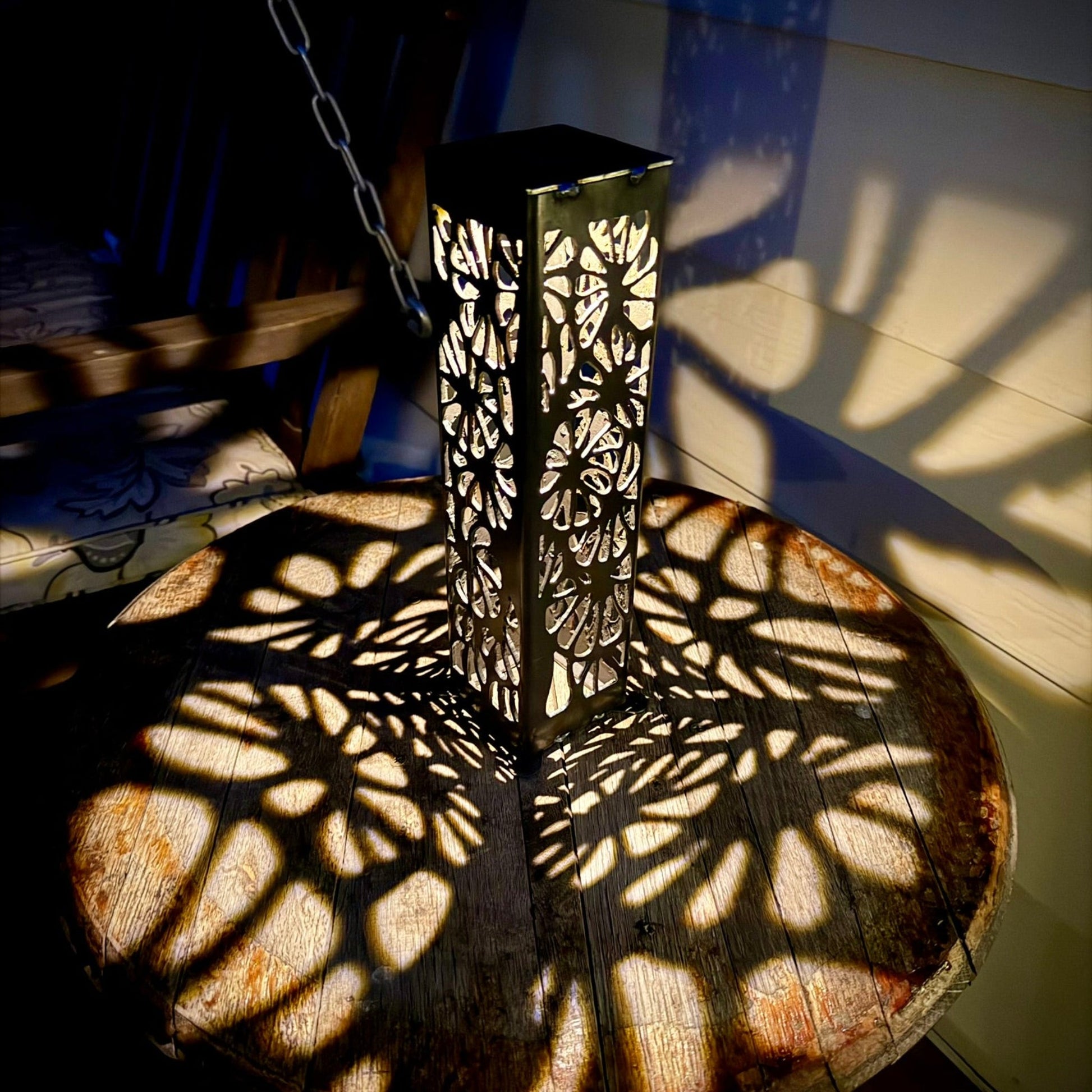 Floral Burst Steel Luminary Pillar | Multiple Sizes - flower pillar - landscape lighting - Northern Forge, LLC
