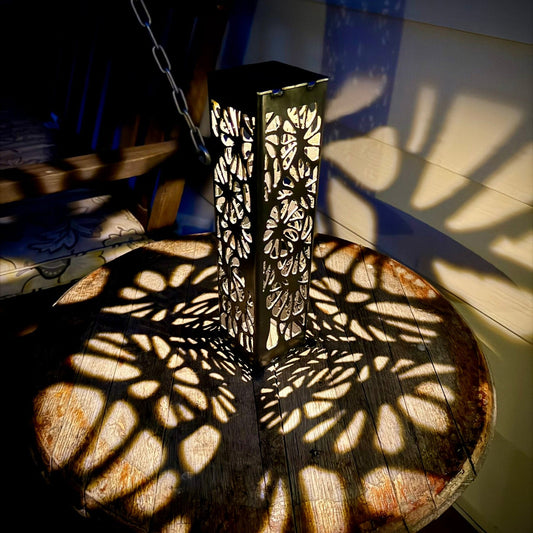 Floral Burst Steel Luminary Pillar | Multiple Sizes - flower pillar - landscape lighting - Northern Forge, LLC