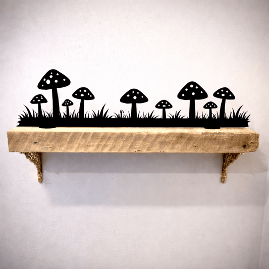 Forest Floor Mushrooms Shelf Silhouette - Mantel - Steel - fungi - home - Northern Forge, LLC