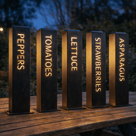 Garden Glow Solar Pillar Light - Steel - Garden Labels - garden labels - garden solar light - Northern Forge, LLC