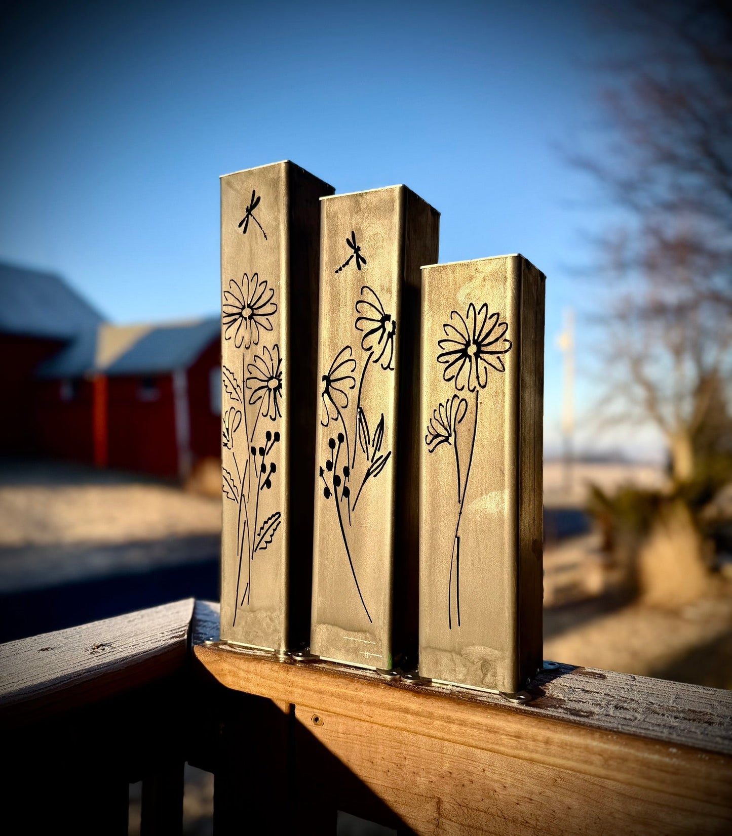 Glowing Daisies Luminary Pillars w/ Solar Cap - daisy solar light - Luminary tube - Northern Forge, LLC
