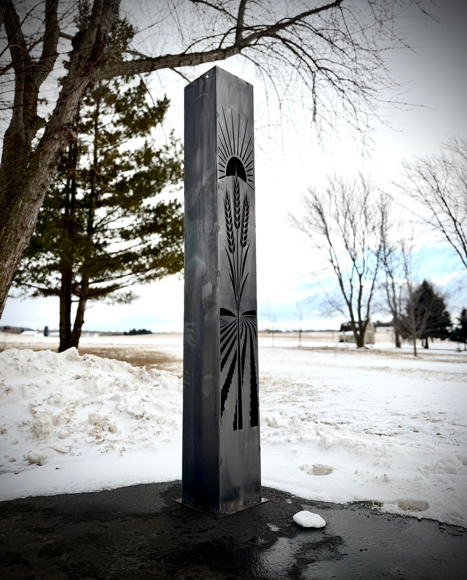 Golden Harvest Luminary Pillar w/ Solar Cap | Multiple Sizes | Steel - farmer decor - farmer gift - Northern Forge, LLC