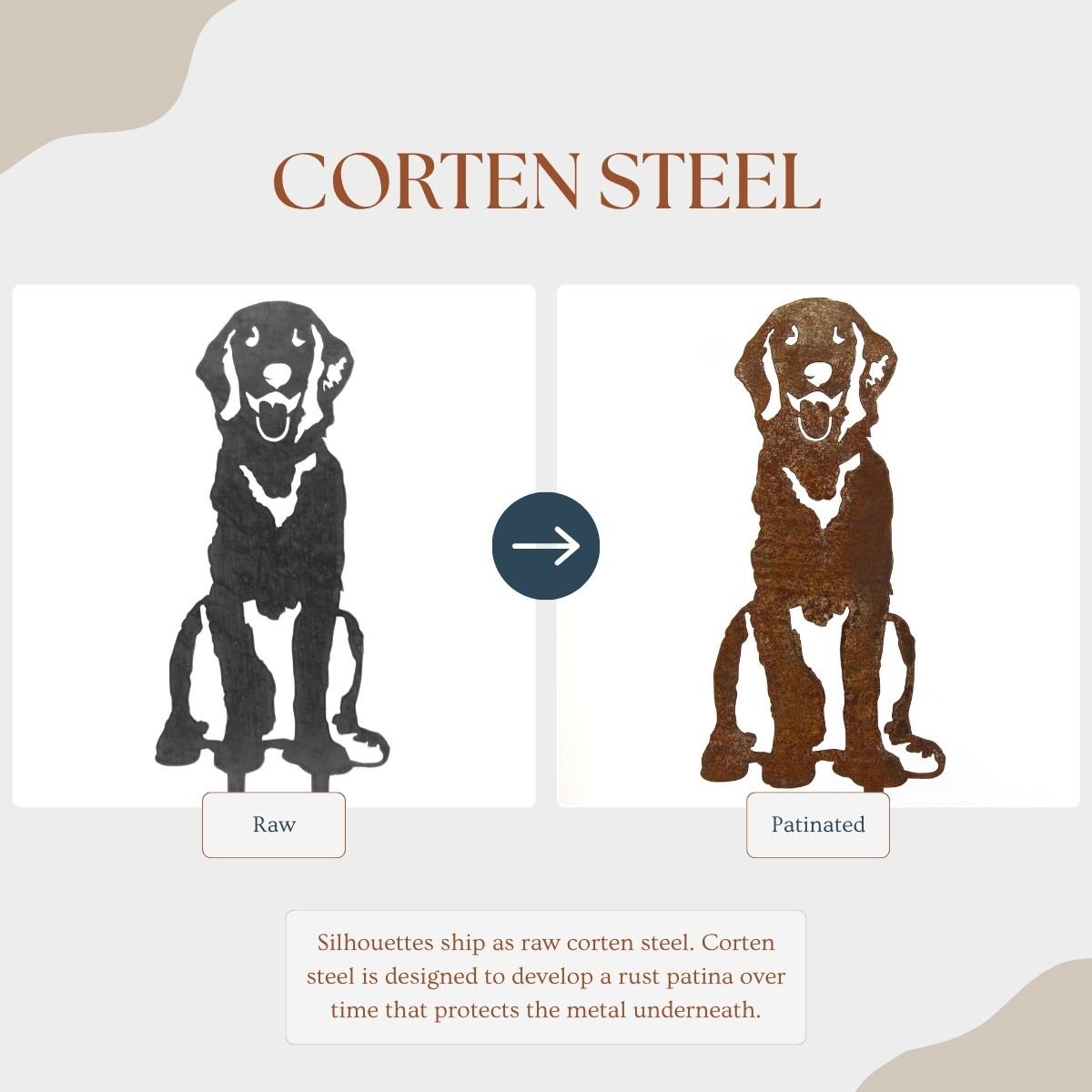 Golden Retriever Sitting Metal Art – Handcrafted Dog Décor - My Metal Rescue - Shopify Collective - Northern Forge, LLC