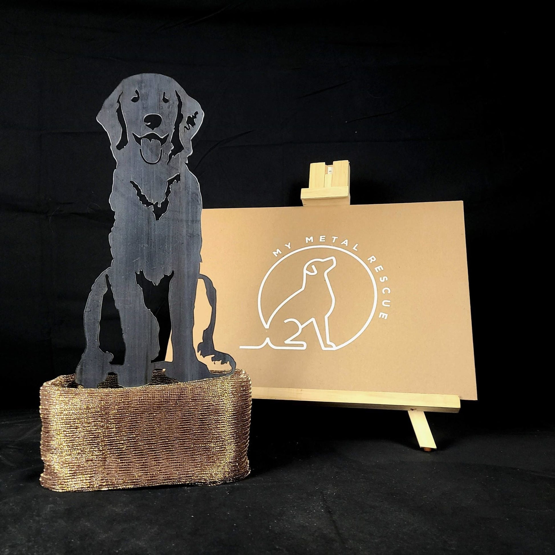 Golden Retriever Sitting Metal Art – Handcrafted Dog Décor - My Metal Rescue - Shopify Collective - Northern Forge, LLC