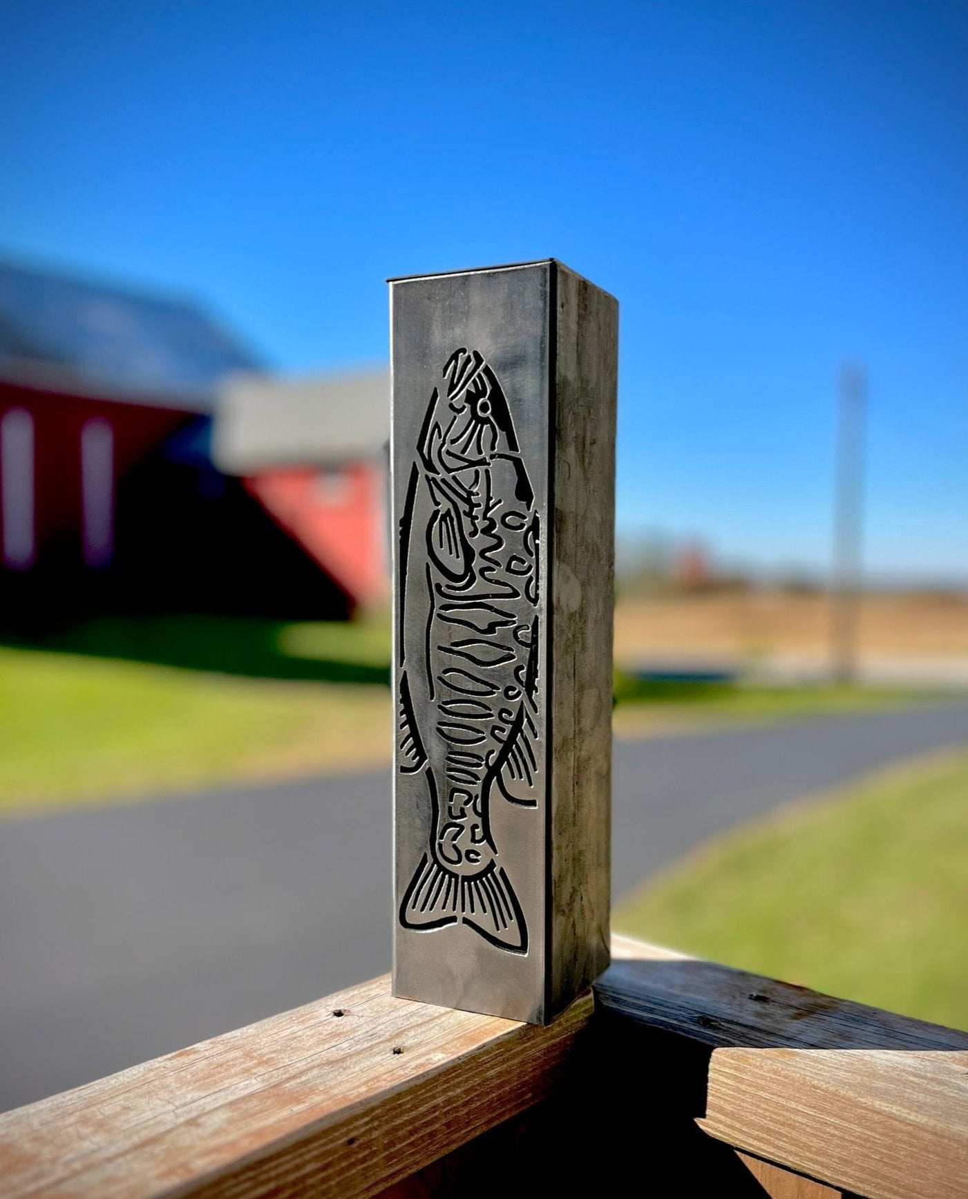 Gone Fishing Pillar Luminary w/ Solar Cap | Trout, Walleye, Pike - fish pillars - fishing lights - Northern Forge, LLC