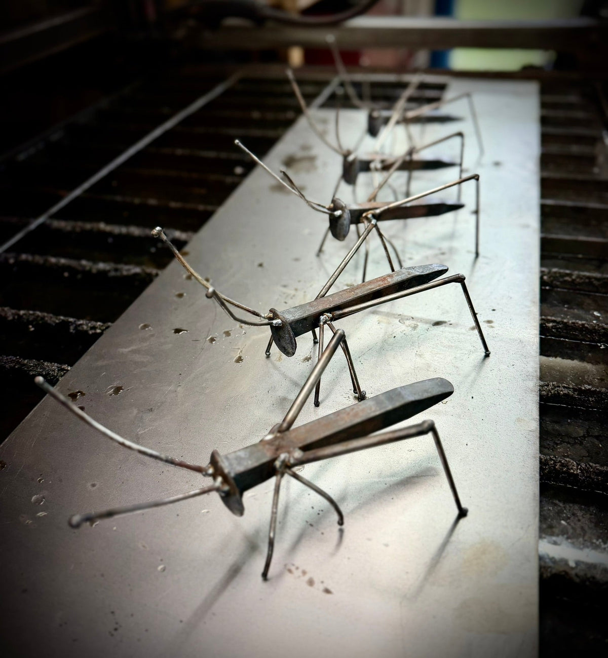 Handcrafted Railroad Spike Grasshopper | 6.5-inch - garden - garden art - Northern Forge, LLC