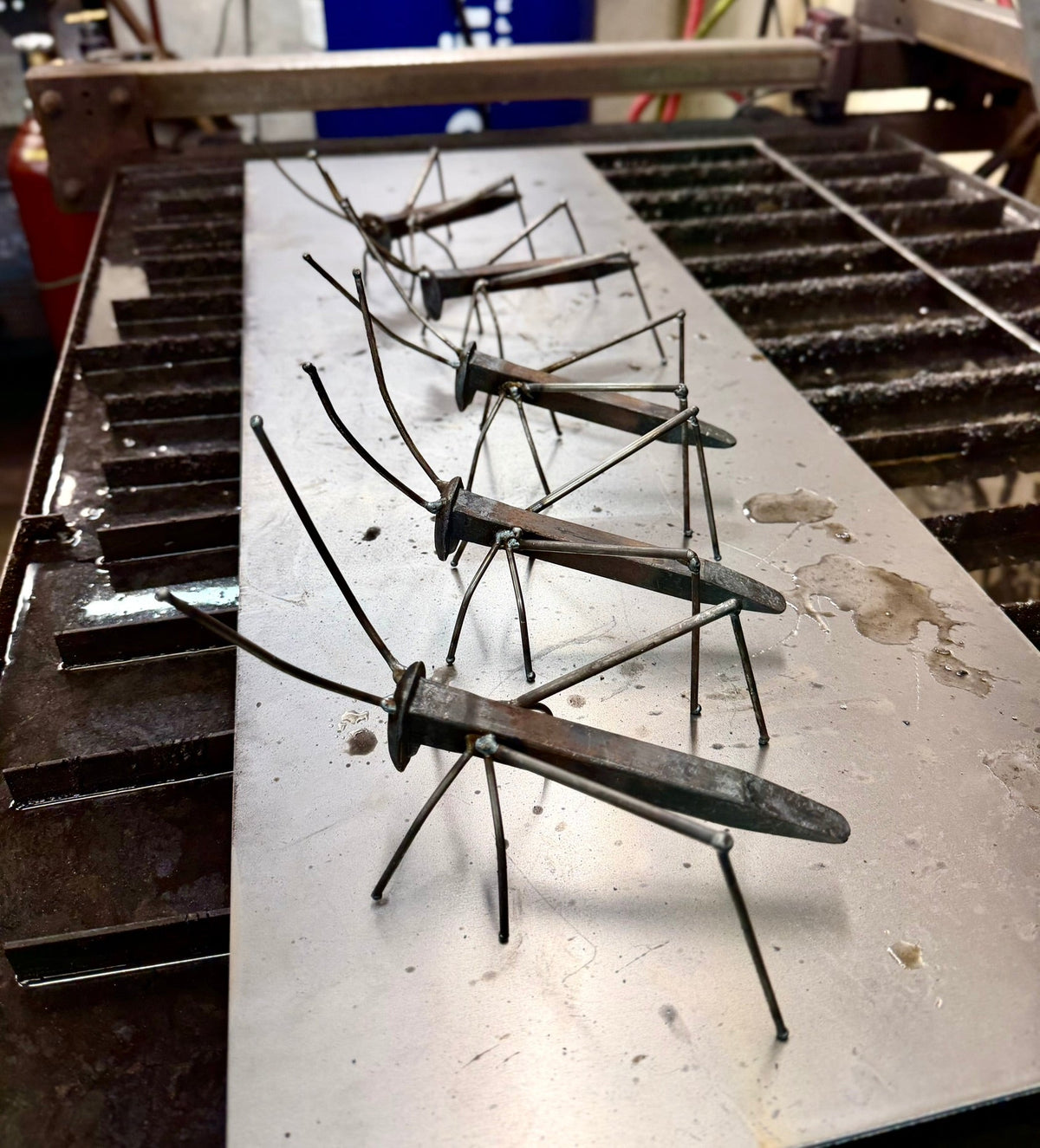 Handcrafted Railroad Spike Grasshopper | 6.5-inch - garden - garden art - Northern Forge, LLC