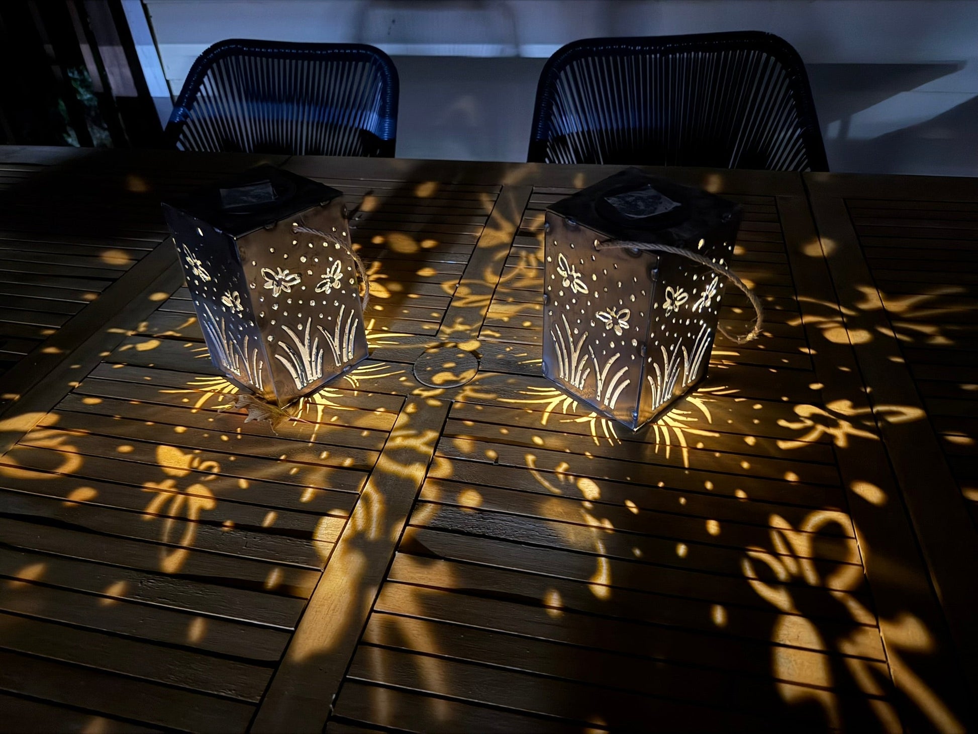 Hanging Fireflies Steel Solar Cube | 6.5 in. - accent lights - firefly light - Northern Forge, LLC