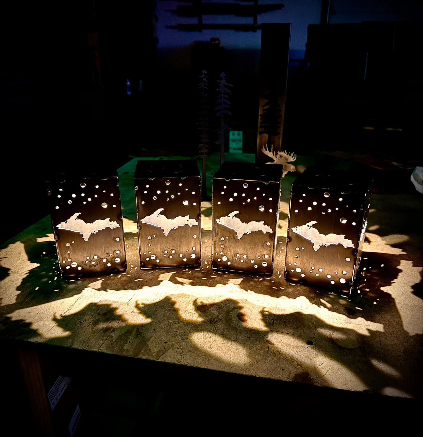 Hanging WI Stars Steel Solar Cube | 6.5 in. | Choose Your State - accent lights - hanging solar light - Northern Forge, LLC