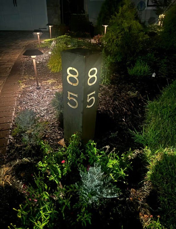 Home Address Solar Pillar Light - Steel - address - address light - Northern Forge, LLC
