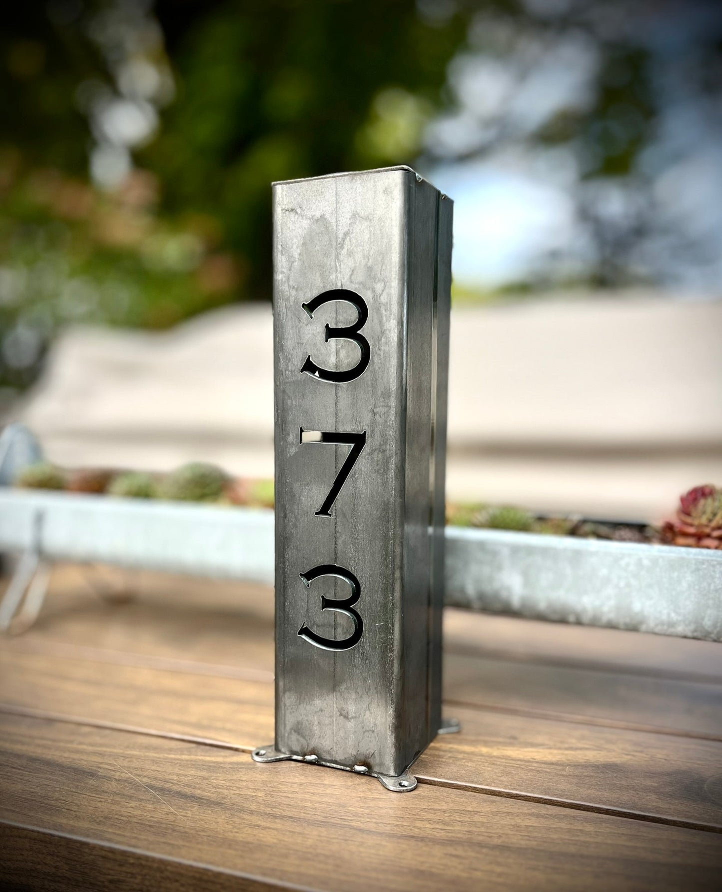 Home Address Solar Pillar Light - Steel - address - address light - Northern Forge, LLC