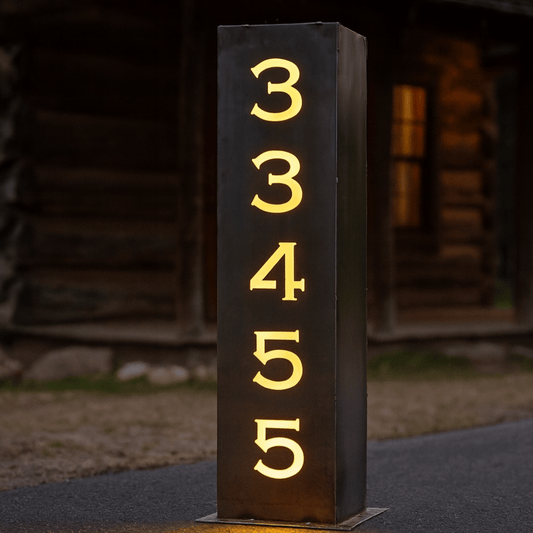 Home Address Solar Pillar Light - Steel - address - address light - Northern Forge, LLC