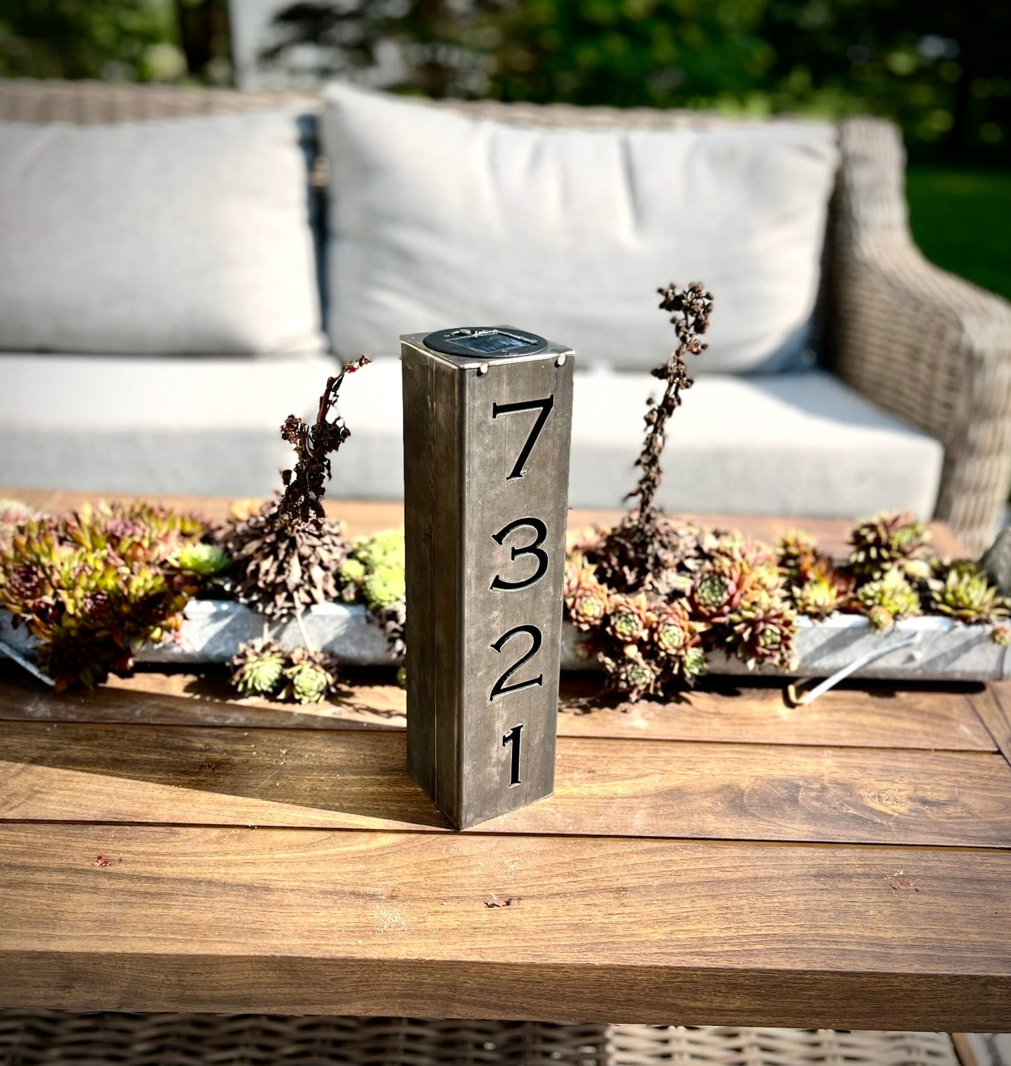 Home Address Solar Pillar Light - Steel - address - address pillar - Northern Forge, LLC