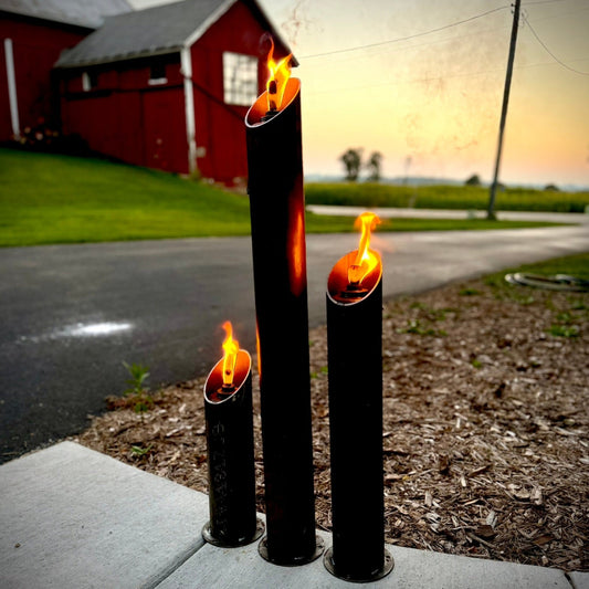 IronFlame Patio Torches- Steel Round Patio Torches - Multiple Sizes - fire pit - firepit - Northern Forge, LLC