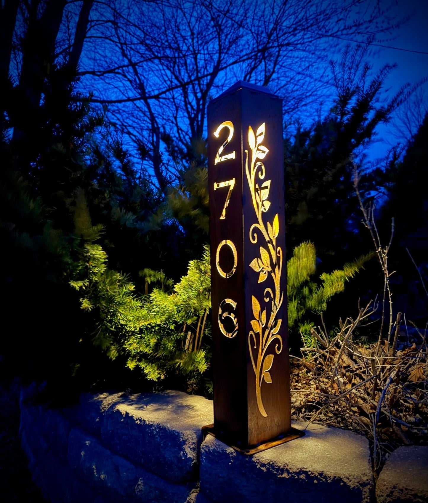 Ironvine Address Solar Pillar Light - Steel - address - address light - Northern Forge, LLC