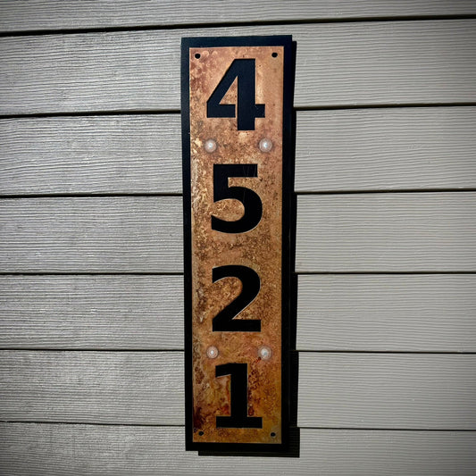Layered Bold Metal House Address Sign - Vertical - address - house numbers - Northern Forge, LLC