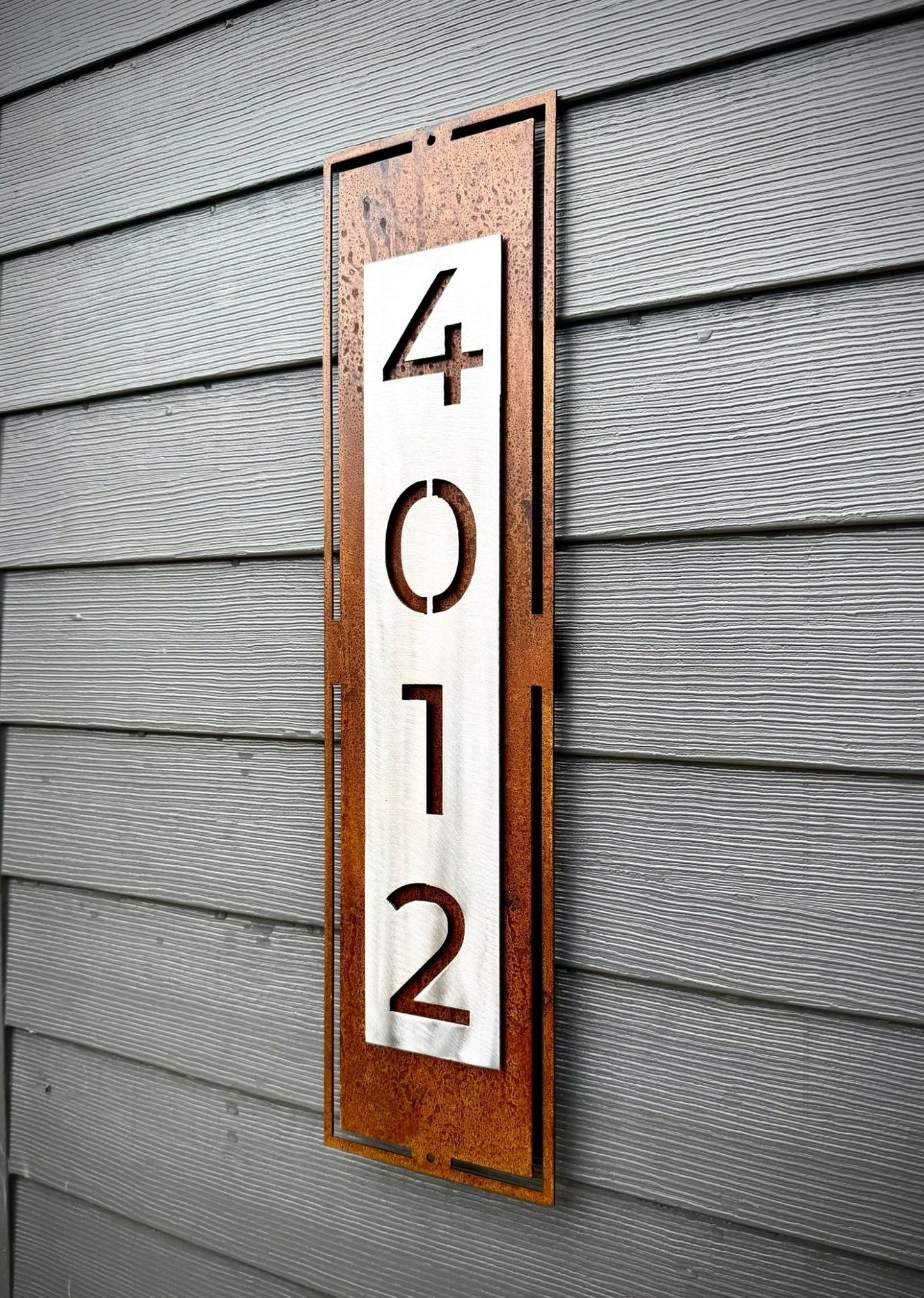 Layered Metal House Address Sign - Vertical - address - house numbers - Northern Forge, LLC