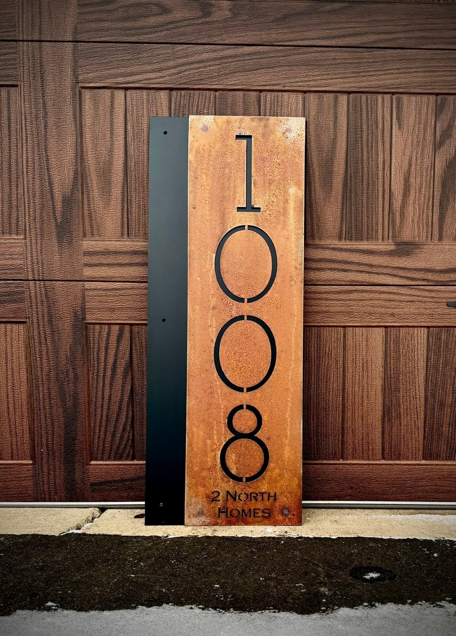 Layered Offset Metal House Address Sign - Vertical - address - house numbers - Northern Forge, LLC
