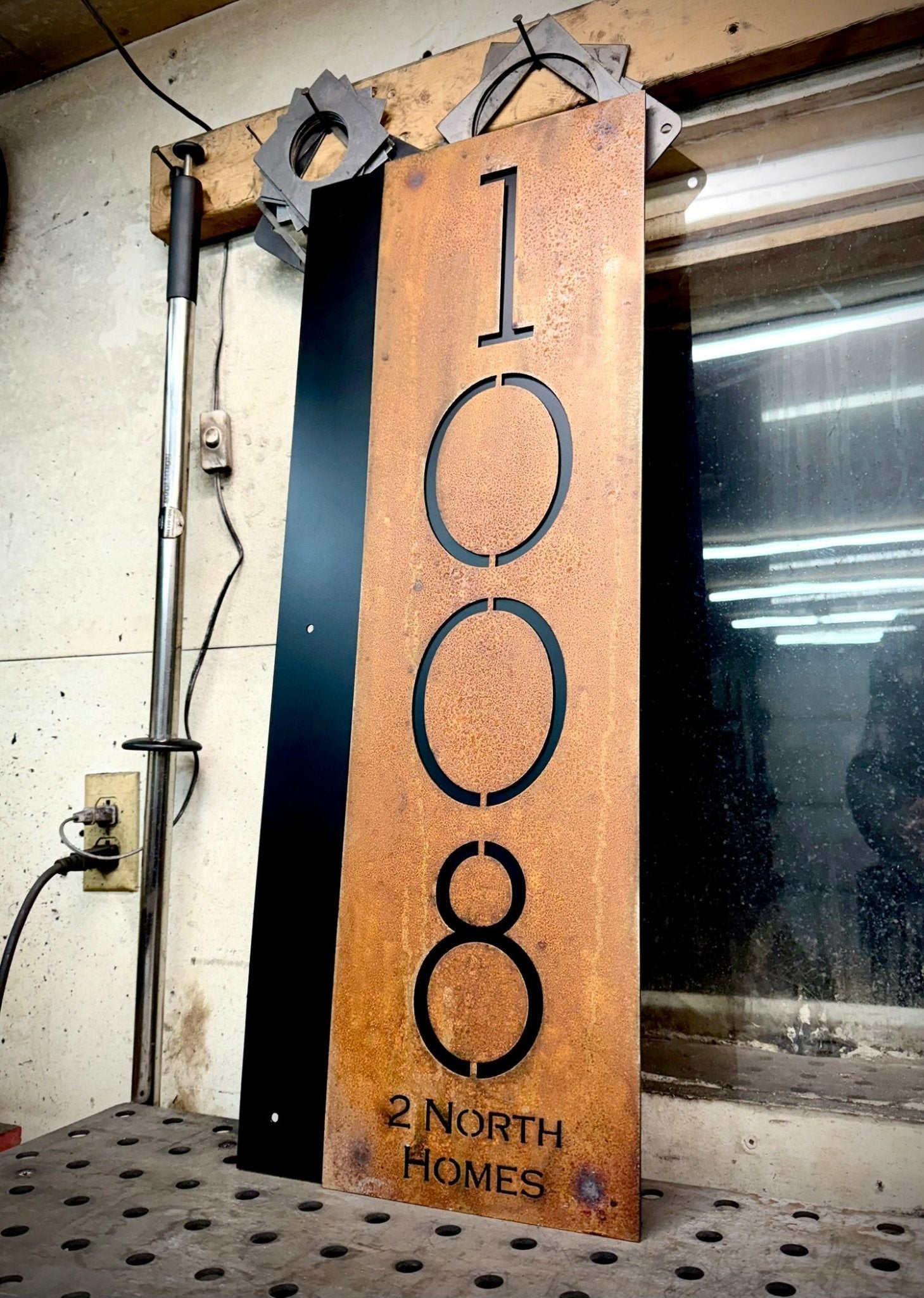 Layered Offset Metal House Address Sign - Vertical - address - house numbers - Northern Forge, LLC