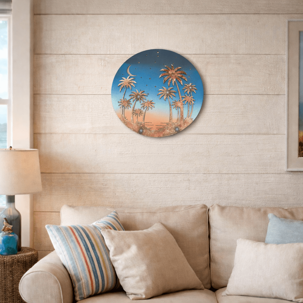 Layered Palm Trees Under the Stars - Wall Art - air bnb decor - beach air bnb decor - Northern Forge, LLC