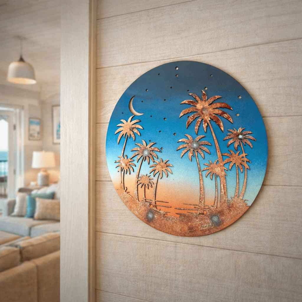 Layered Palm Trees Under the Stars - Wall Art - air bnb decor - beach air bnb decor - Northern Forge, LLC