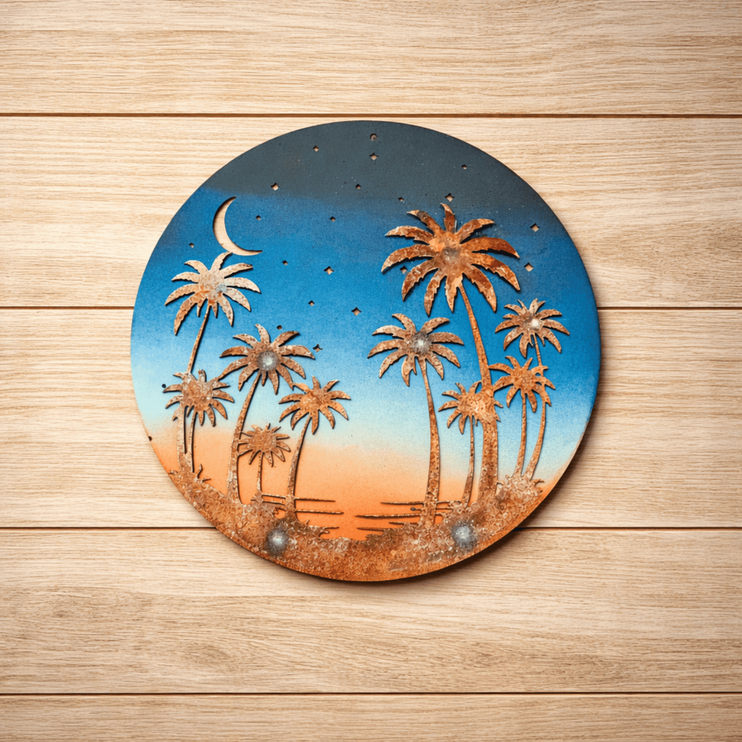 Layered Palm Trees Under the Stars - Wall Art - air bnb decor - beach air bnb decor - Northern Forge, LLC