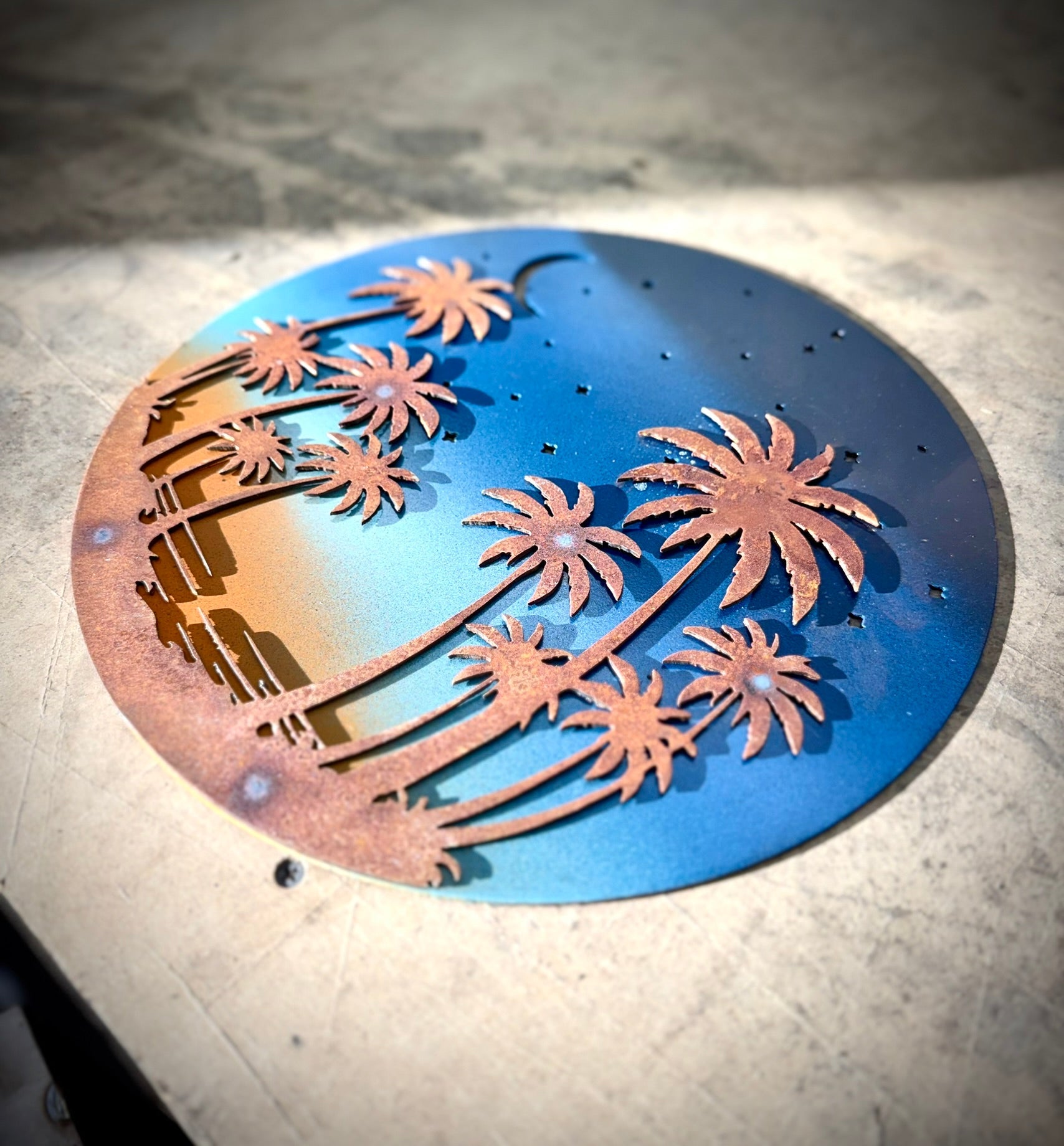 Layered Palm Trees Under the Stars - Wall Art - air bnb decor - beach air bnb decor - Northern Forge, LLC