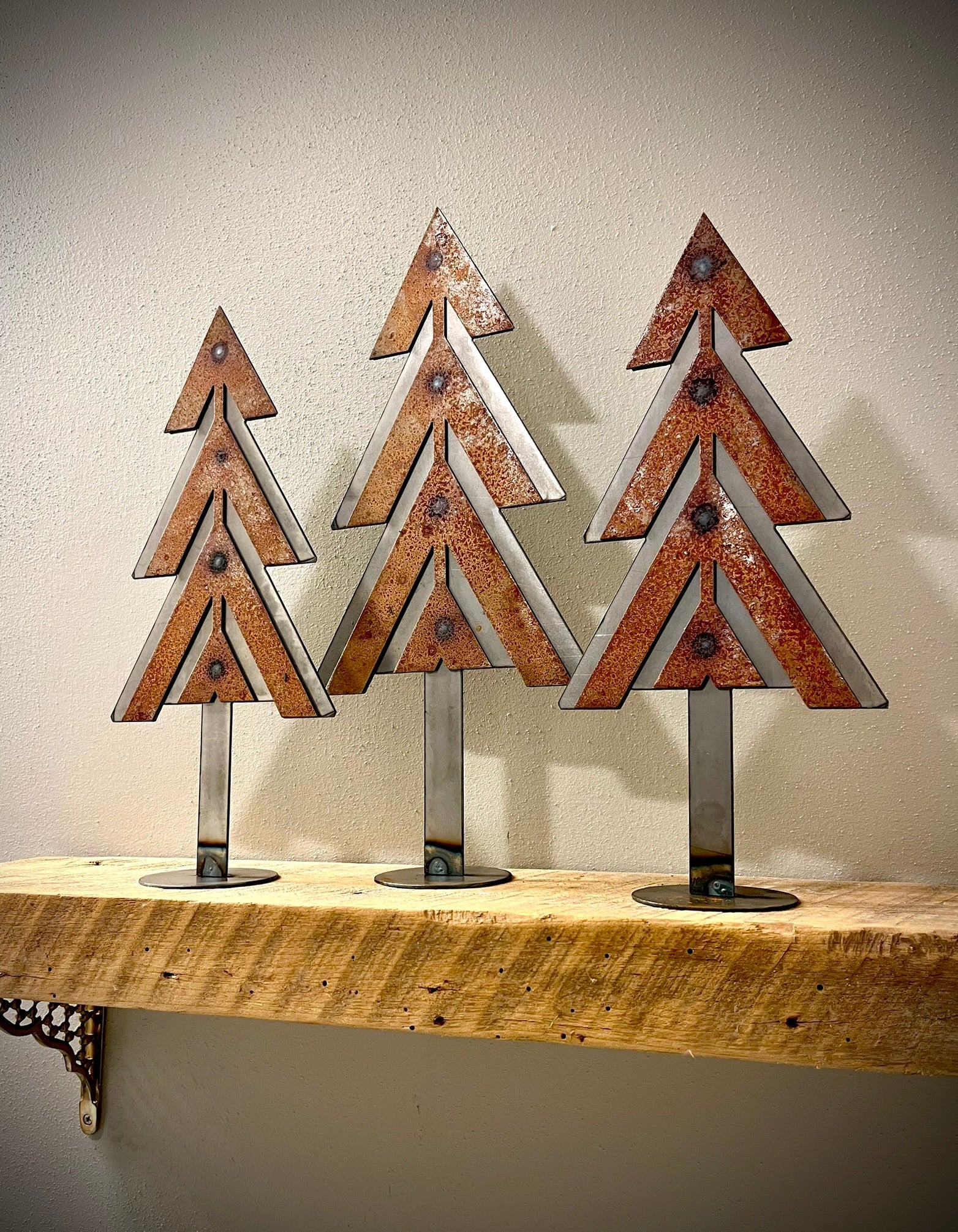 Layered Steel Christmas Trees - Mantel - christmas - christmas decor - Northern Forge, LLC