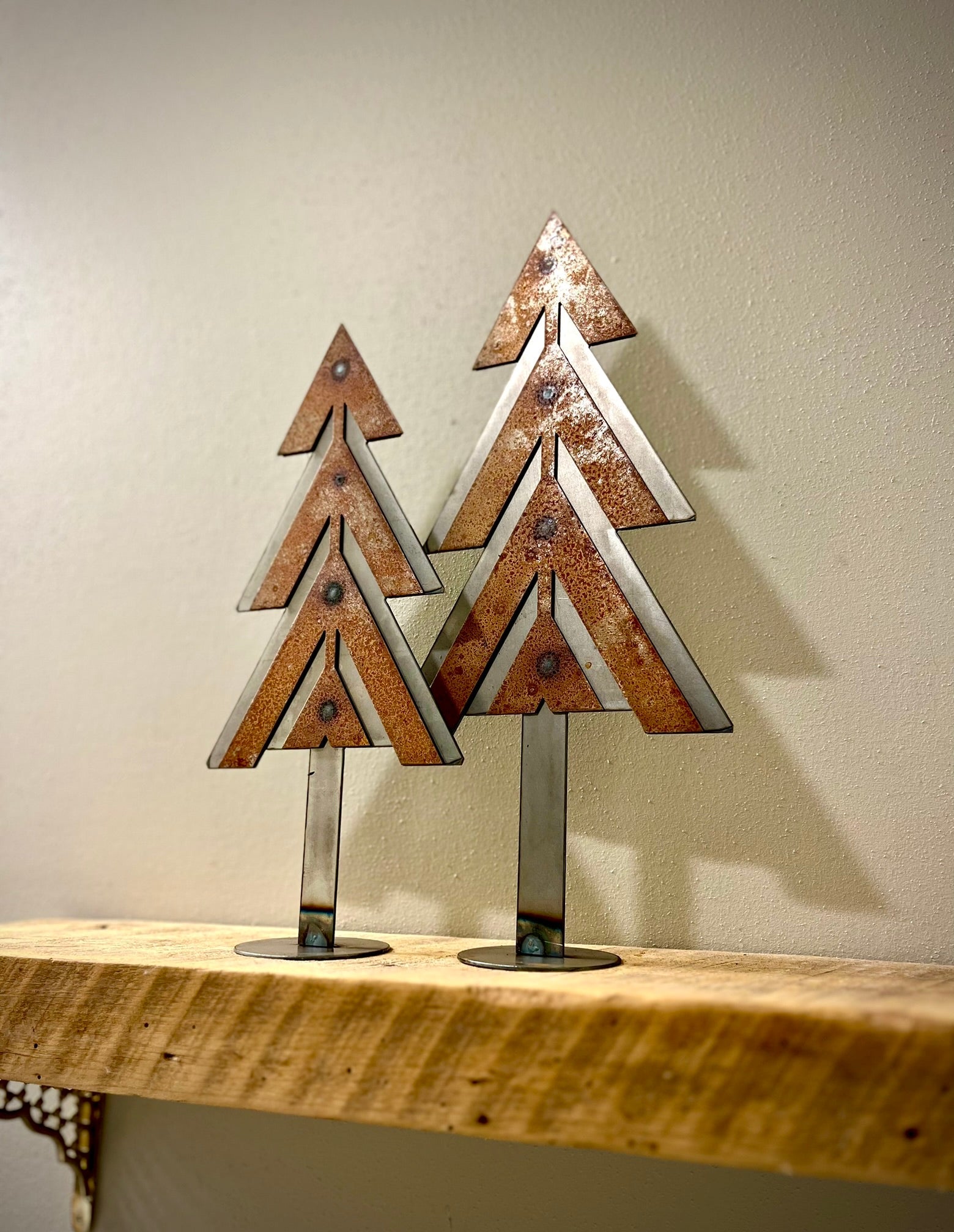 Layered Steel Christmas Trees - Mantel - christmas - christmas decor - Northern Forge, LLC