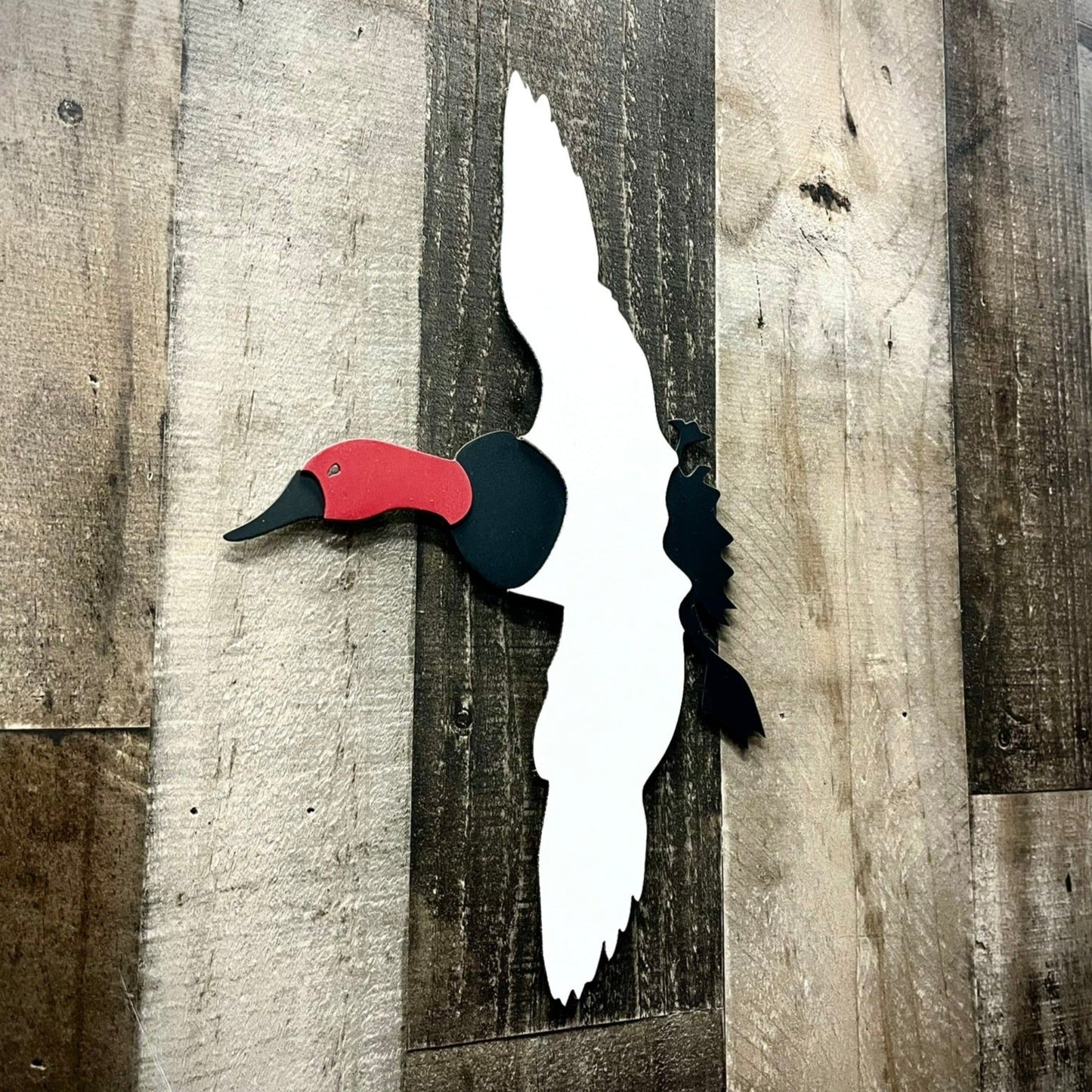 Layered Steel Flying Canvasback Duck - bluebill wall art - diver duck - Northern Forge, LLC