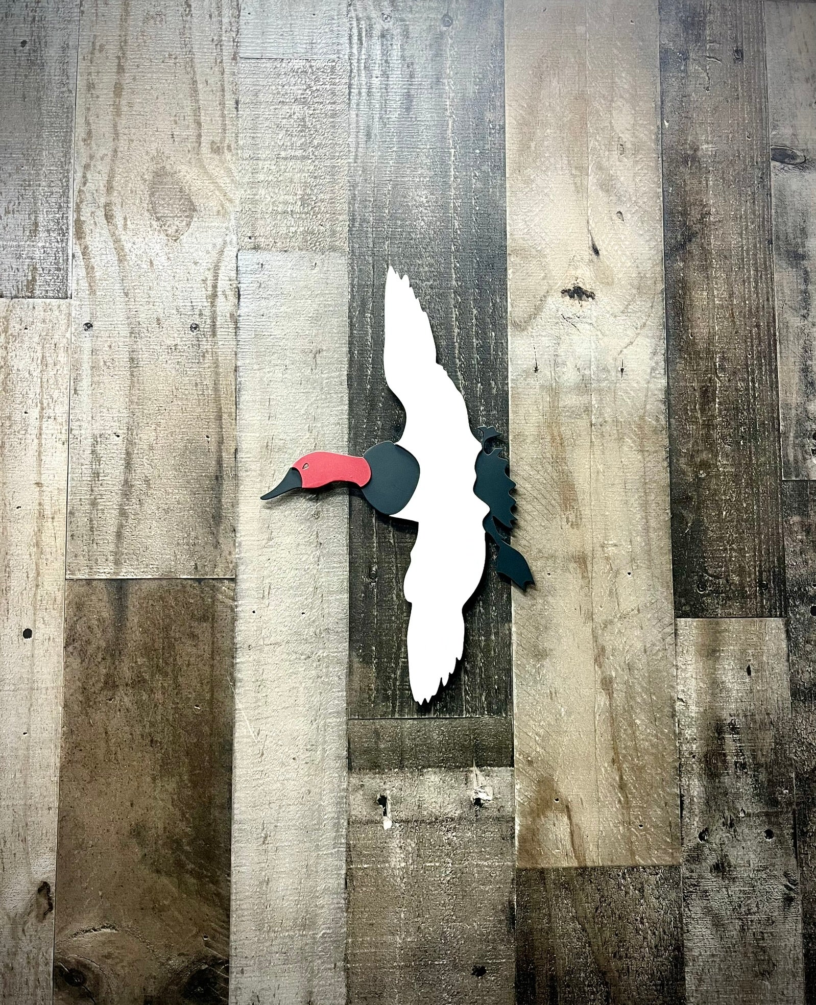 Layered Steel Flying Canvasback Duck - bluebill wall art - diver duck - Northern Forge, LLC