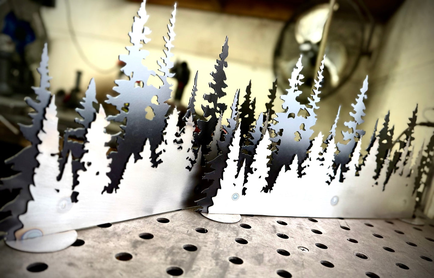 Layered Steel Pine Forest - Black and Polished - christmas - home - Northern Forge, LLC