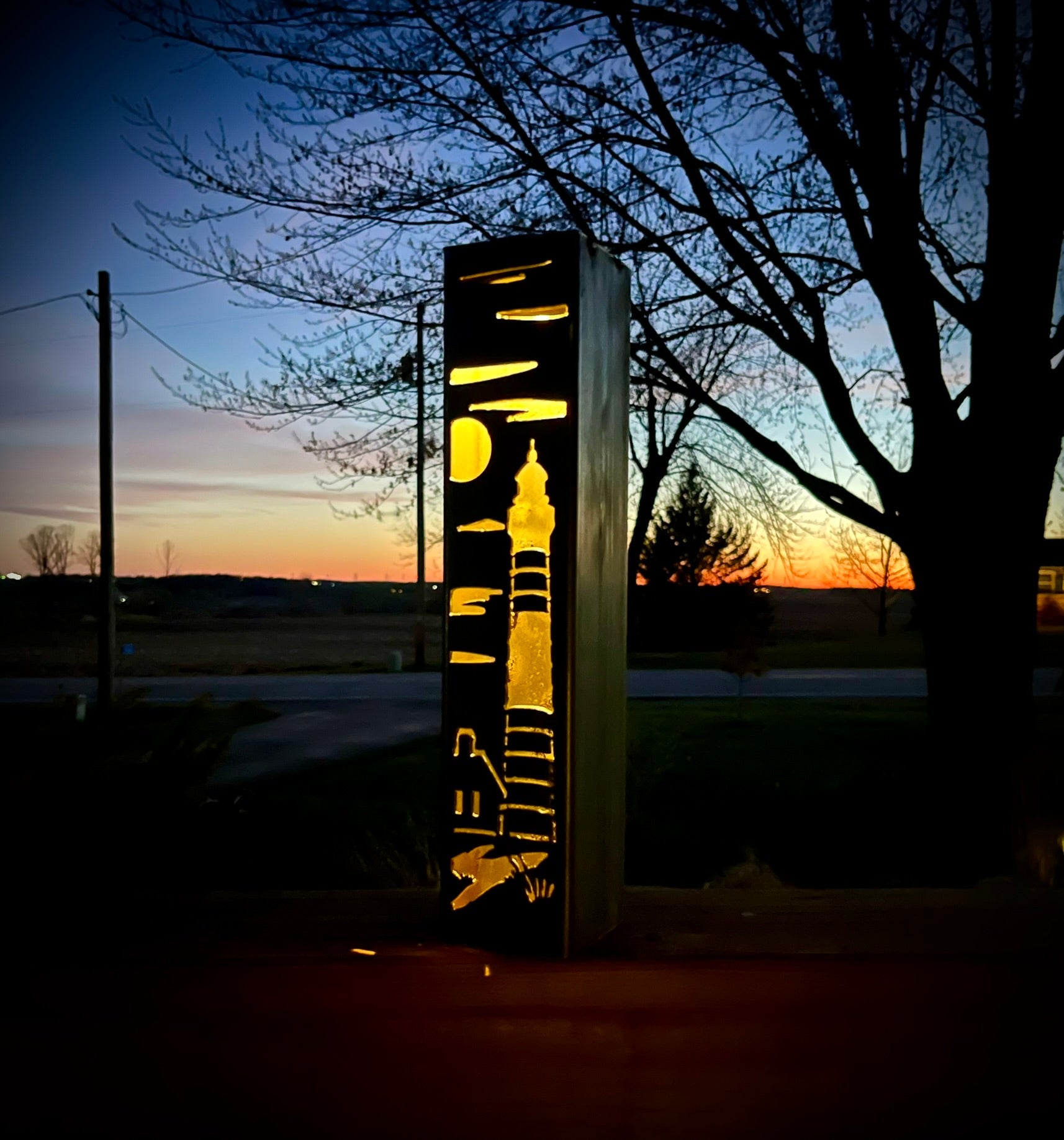 Lighthouse Solar Tube Light - Steel - landscape lighting - lighthouse metal decor - Northern Forge, LLC