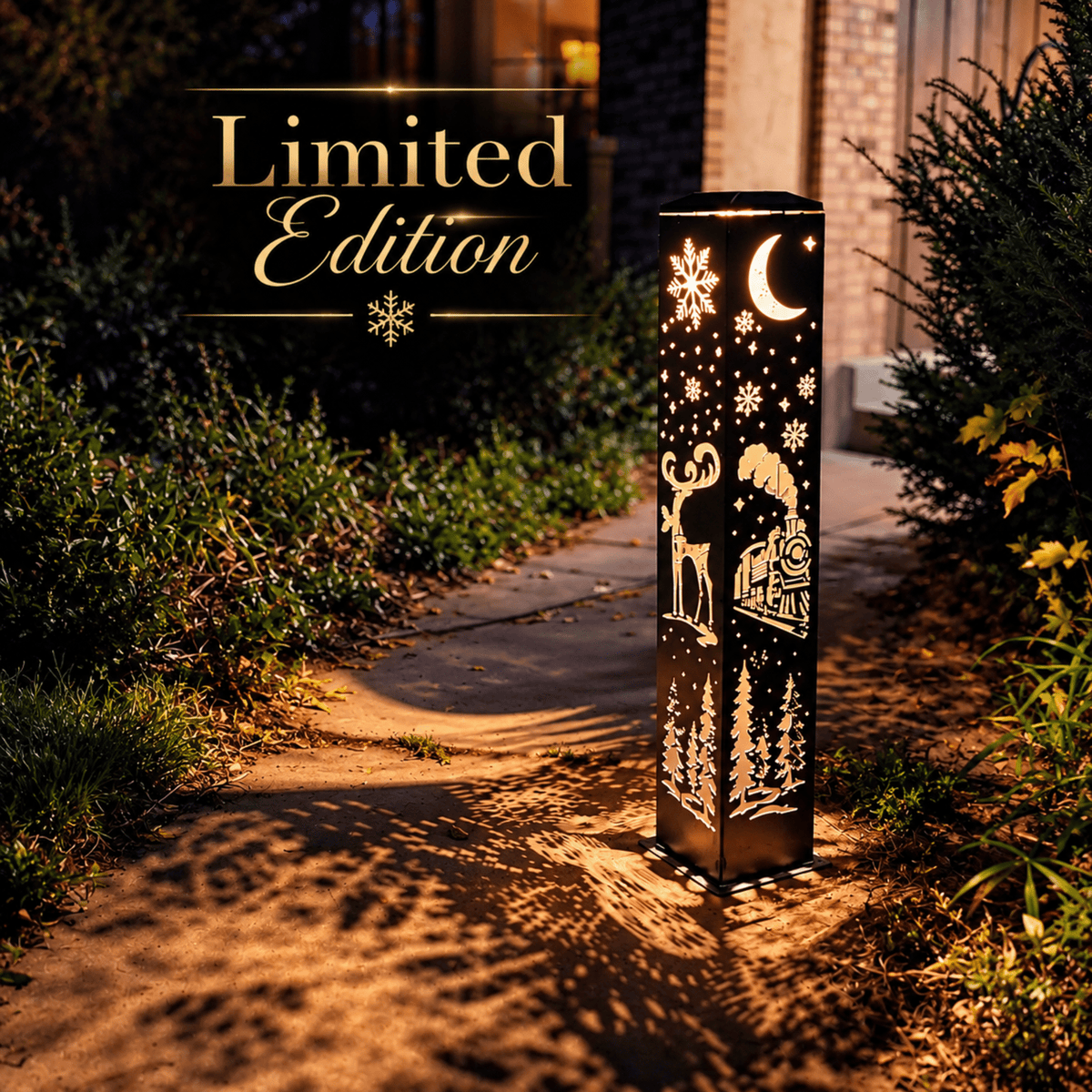 Limited Edition European Christmas Market Solar Pillar - Steel (Corten Available) - christmas - christmas decor - Northern Forge, LLC