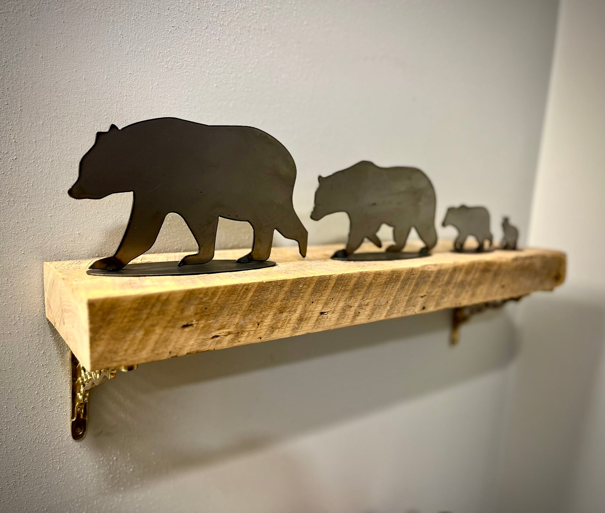 Metal Bear Family - Mantel - bear decor shelf - bear family - Northern Forge, LLC