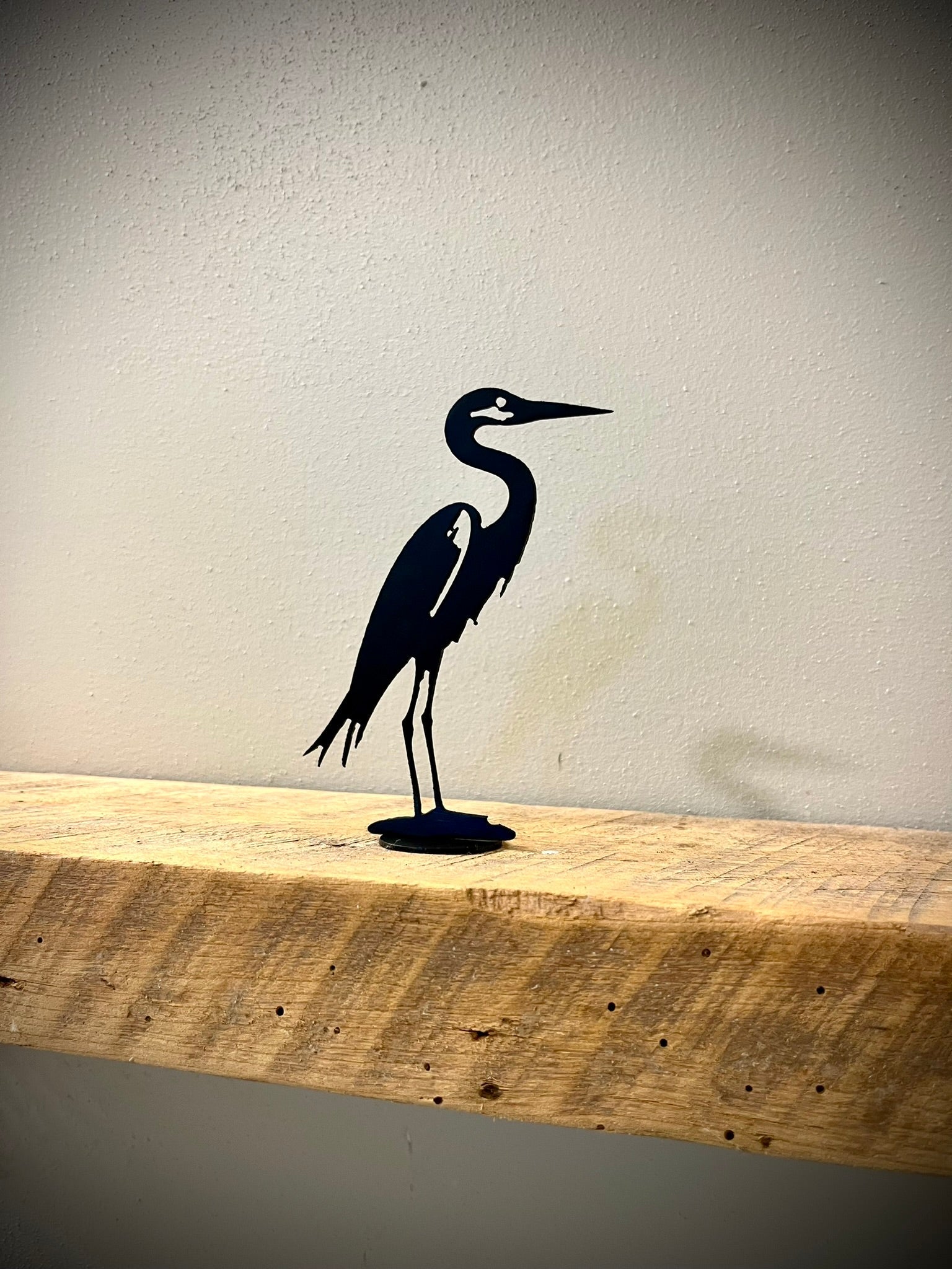 Metal Blue Heron - Mantel - bird art - bird for mantel - Northern Forge, LLC