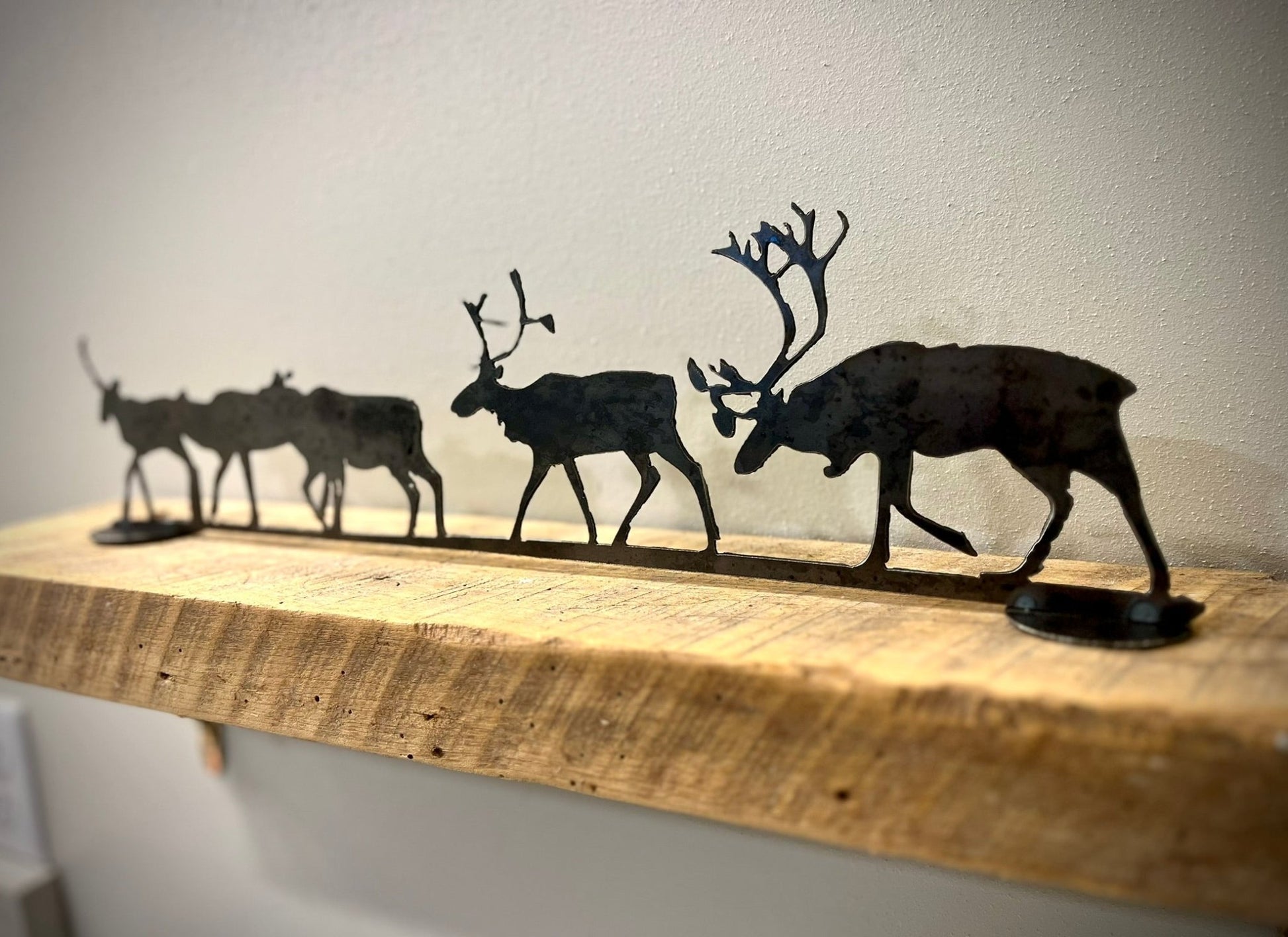 Metal Caribou Herd - Mantel - cabin decor - deer for mantel - Northern Forge, LLC