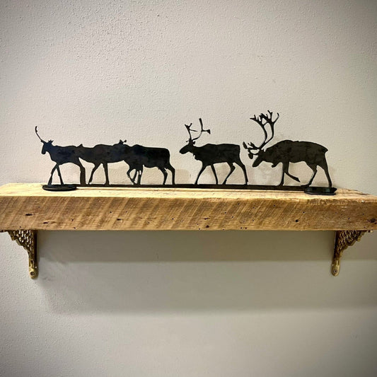 Metal Caribou Herd - Mantel - cabin decor - deer for mantel - Northern Forge, LLC