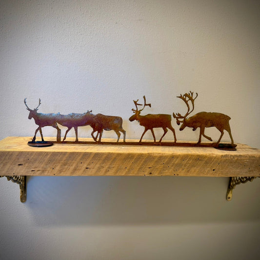 Metal Caribou Herd - Mantel - cabin decor - deer for mantel - Northern Forge, LLC