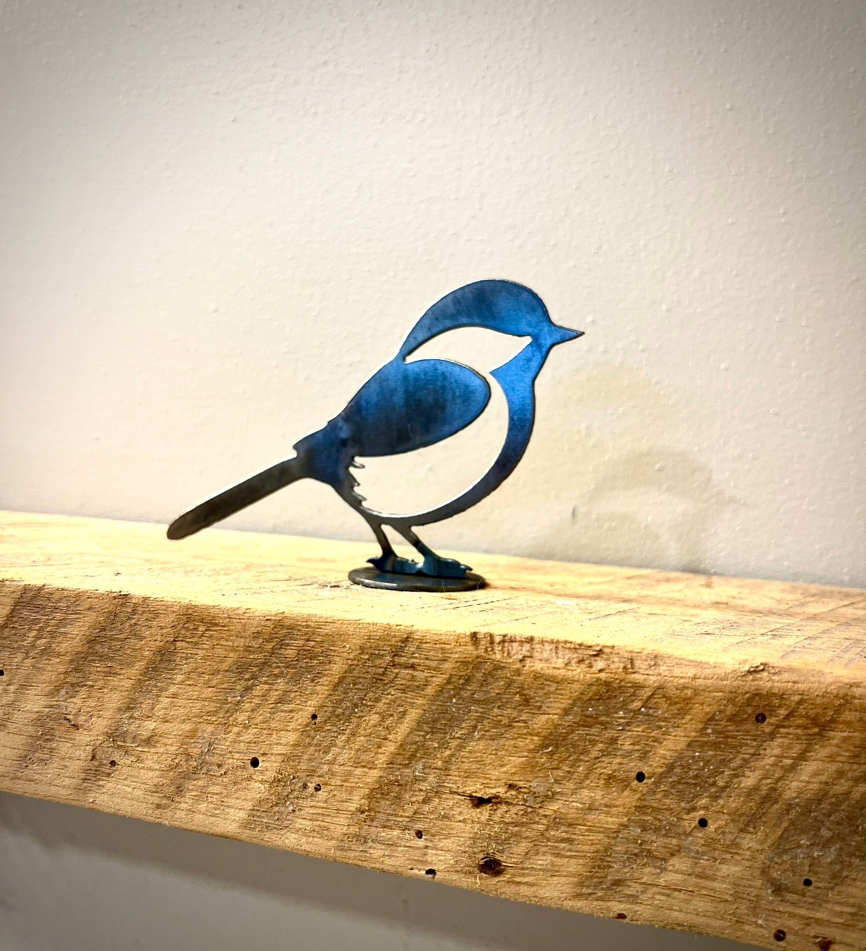 Metal Chickadee - Mantel - bird art - bird for mantel - Northern Forge, LLC