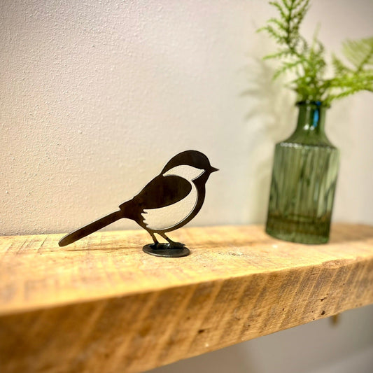 Metal Chickadee - Mantel - bird art - bird for mantel - Northern Forge, LLC