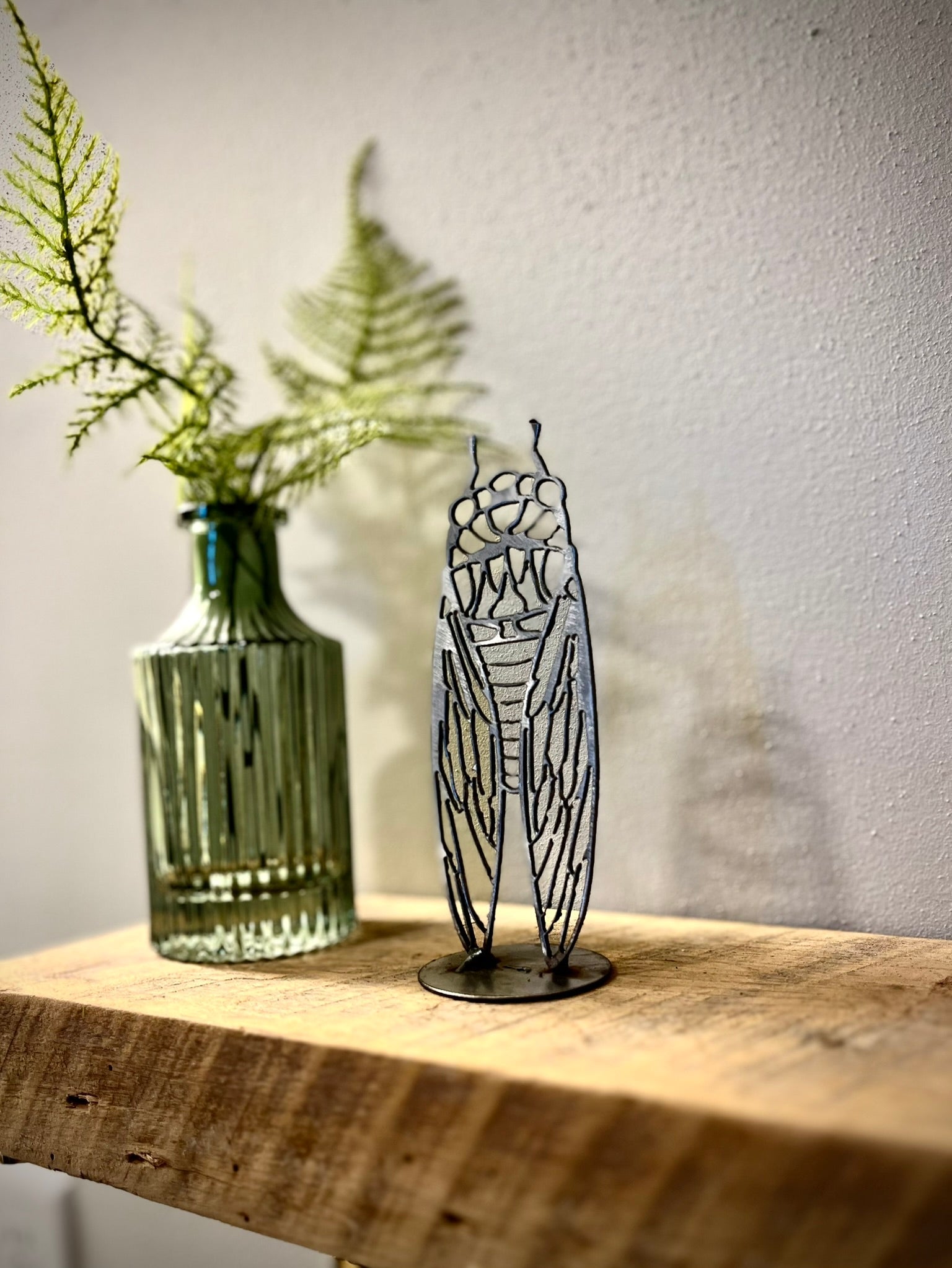 Metal Cicada - Mantel - bird art - bird for mantel - Northern Forge, LLC